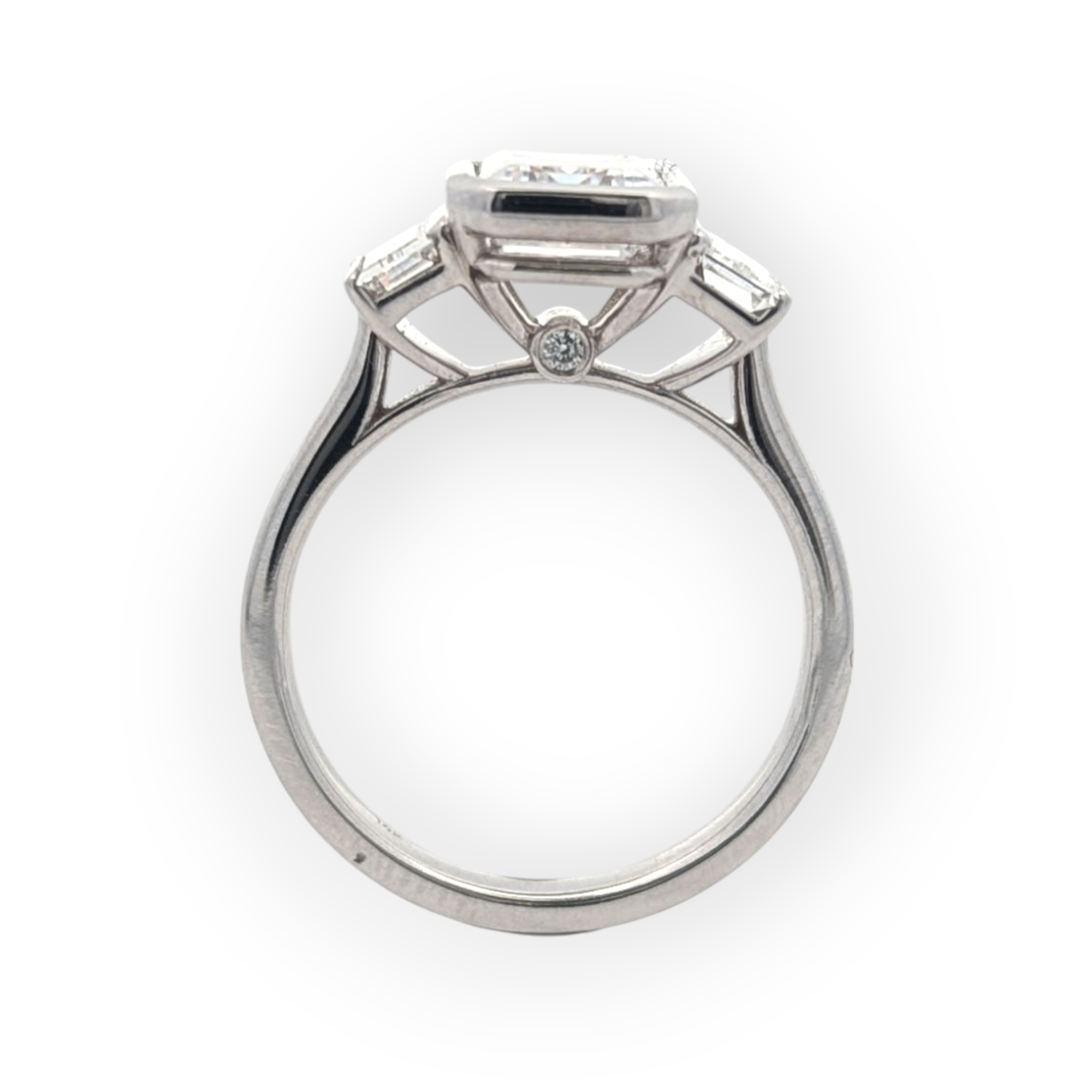 Three Stone 14K Gold Bezel Set Emerald-Cut Engagement Ring [Made to Order]