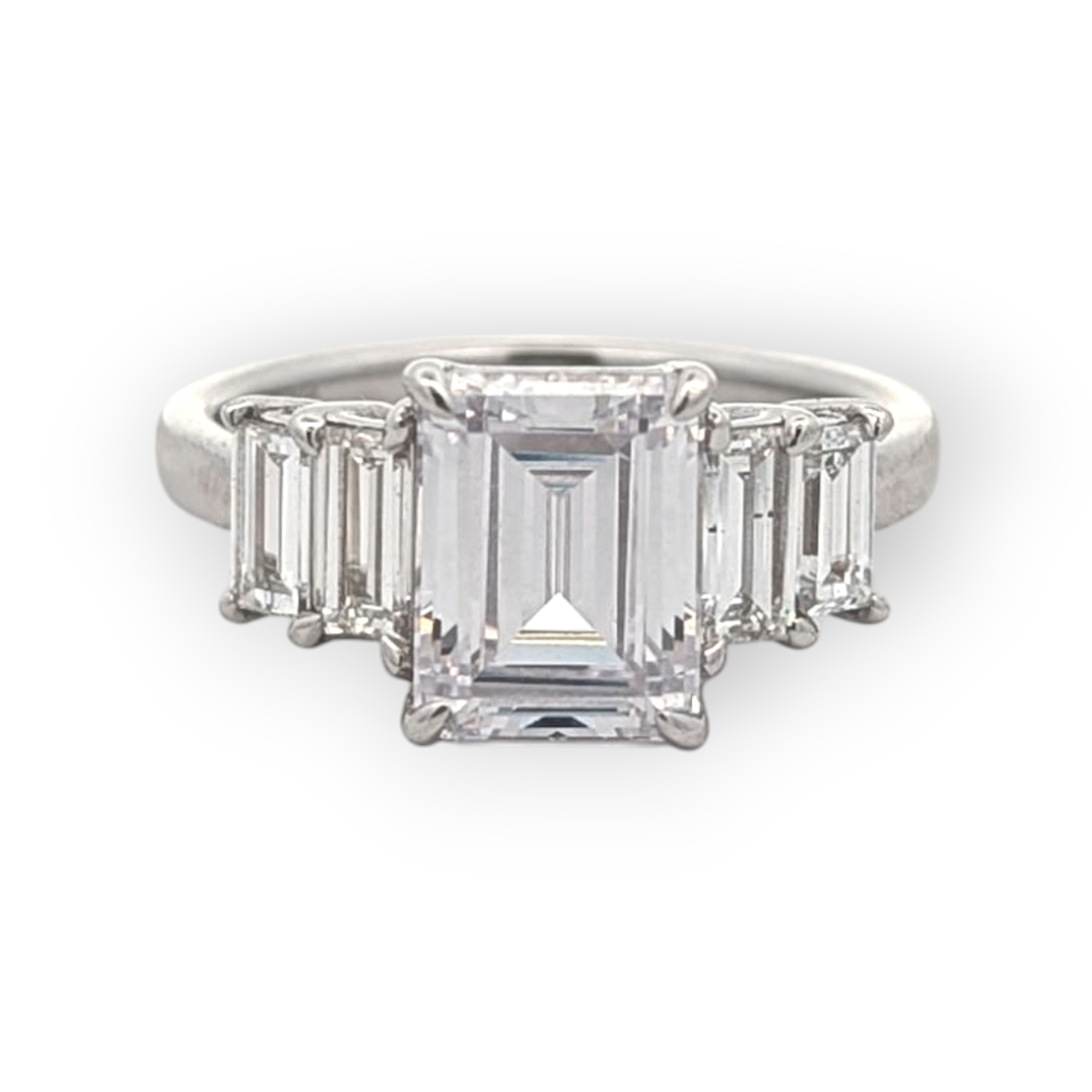 14K Gold Five-Stone Emerald Cut Engagement Ring [Made to Order]