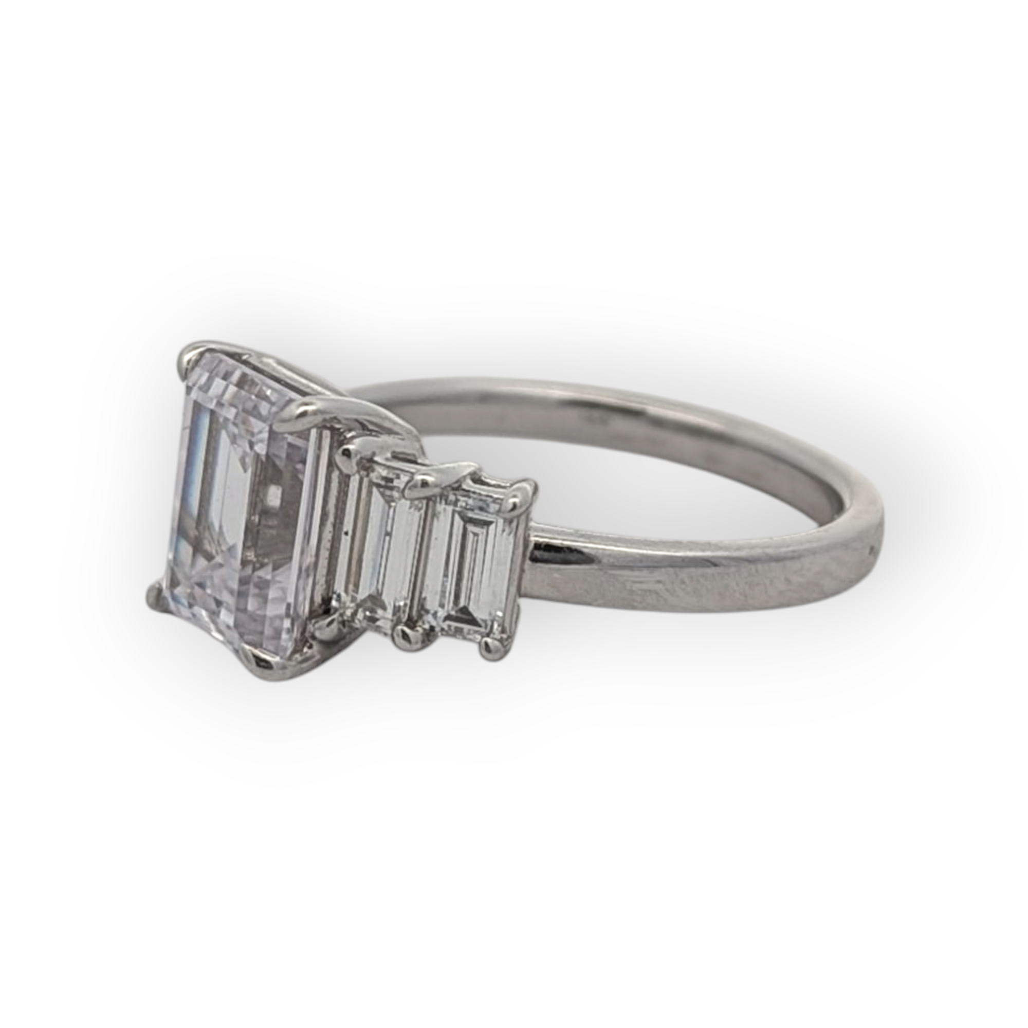 14K Gold Five-Stone Emerald Cut Engagement Ring