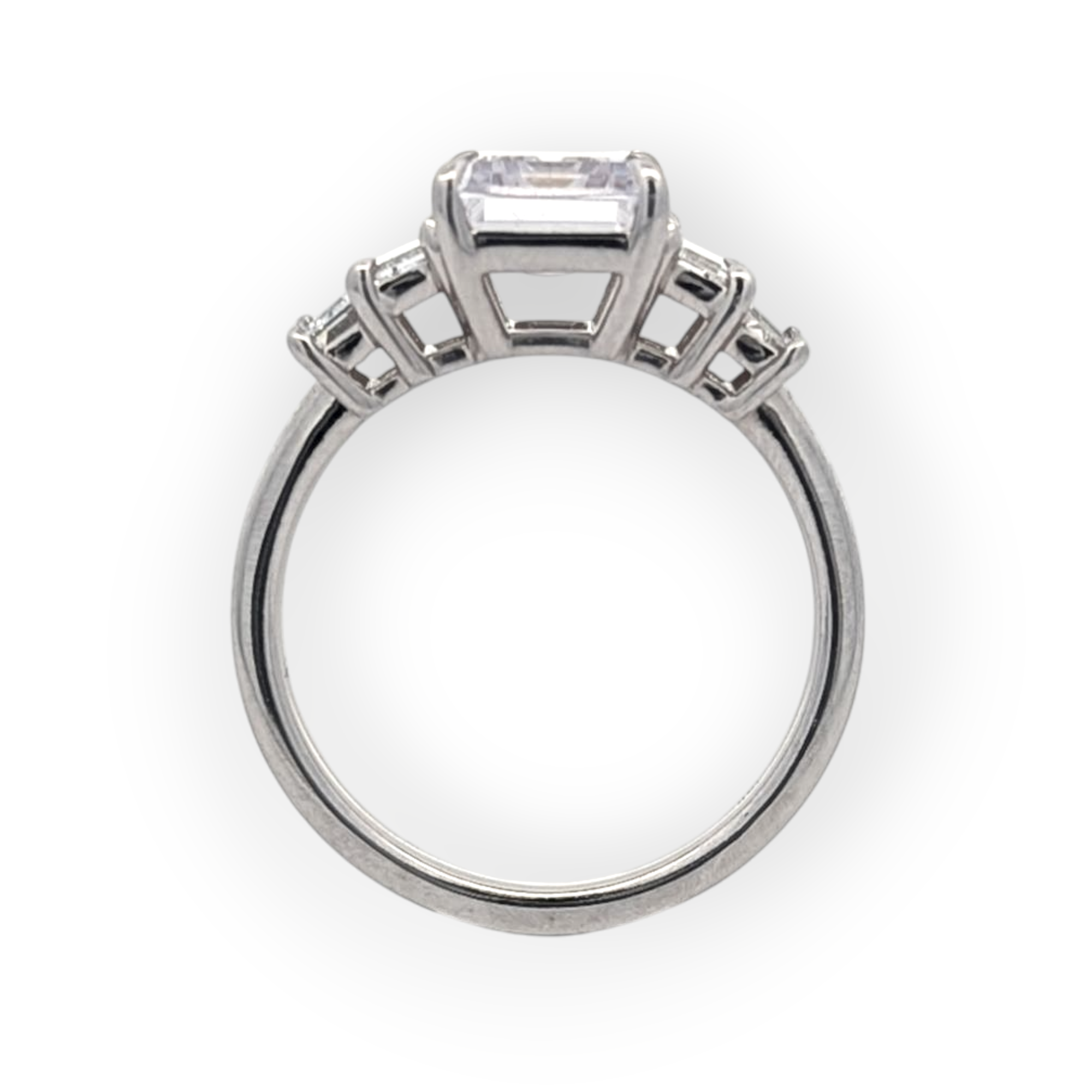 14K Gold Five-Stone Emerald Cut Engagement Ring