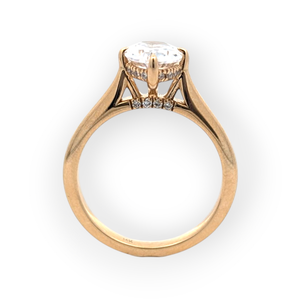 14K Gold Oval Solitaire with Hidden Halo [Made to Order]