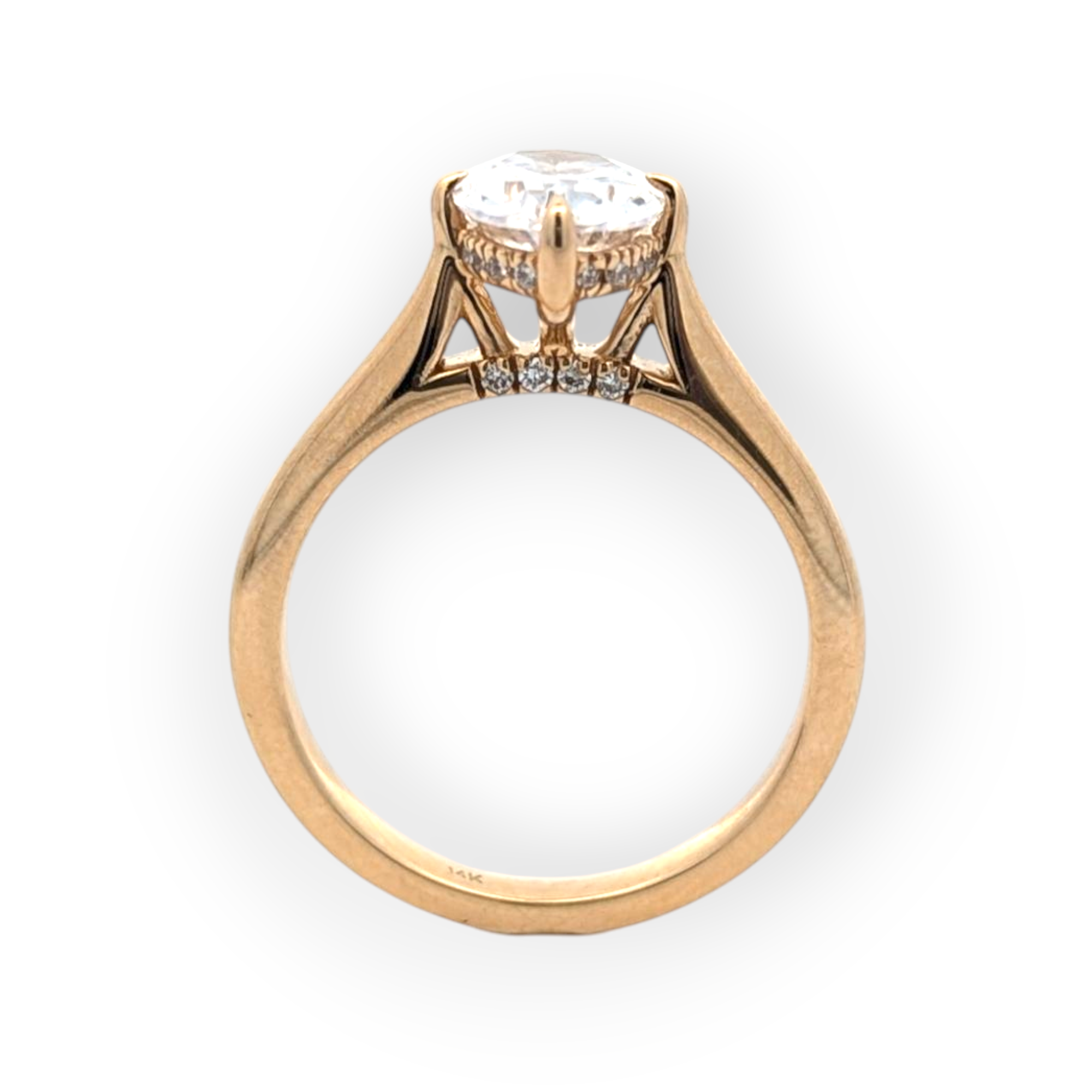 14K Gold Oval Solitaire with Hidden Halo [Made to Order]