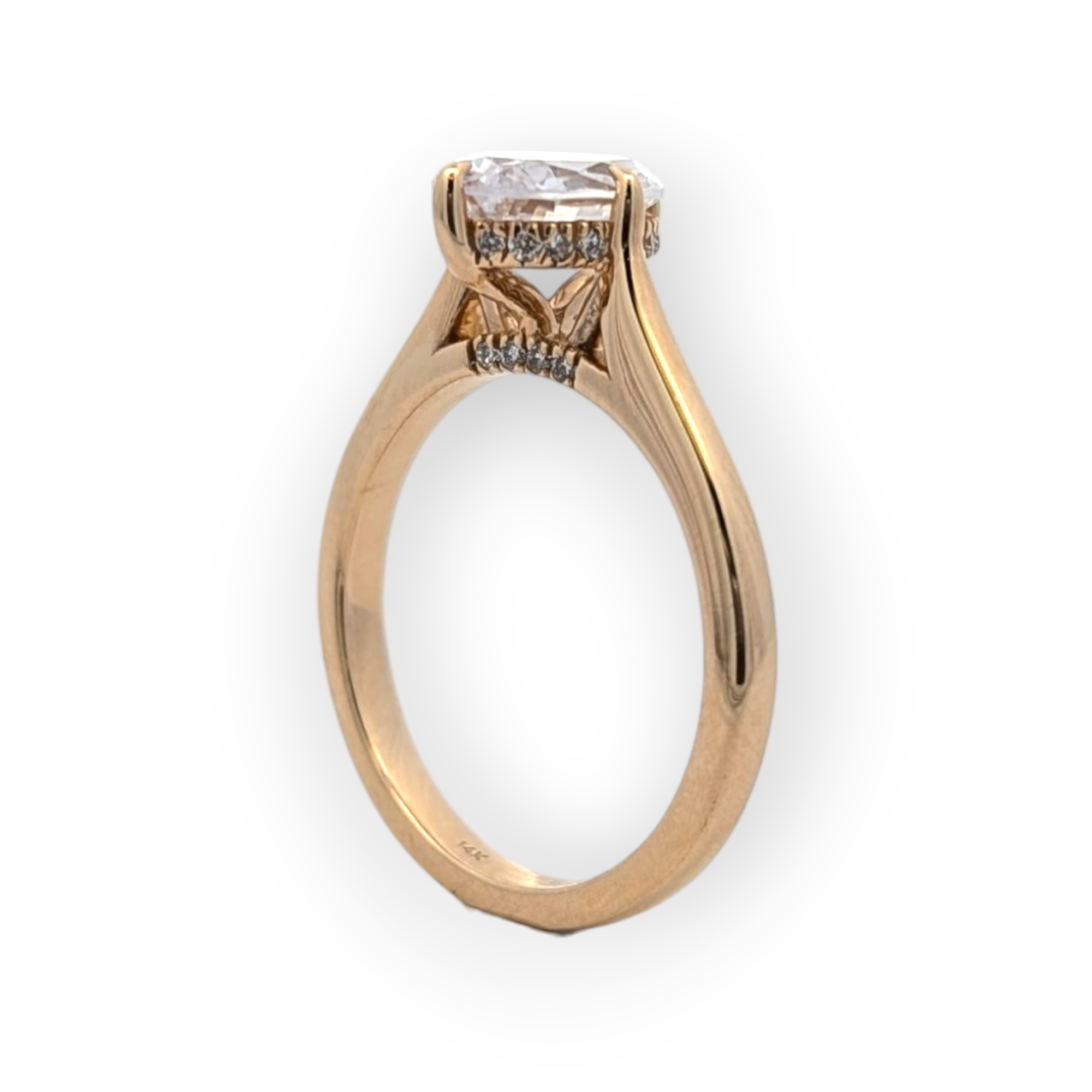 14K Gold Oval Solitaire with Hidden Halo [Made to Order]
