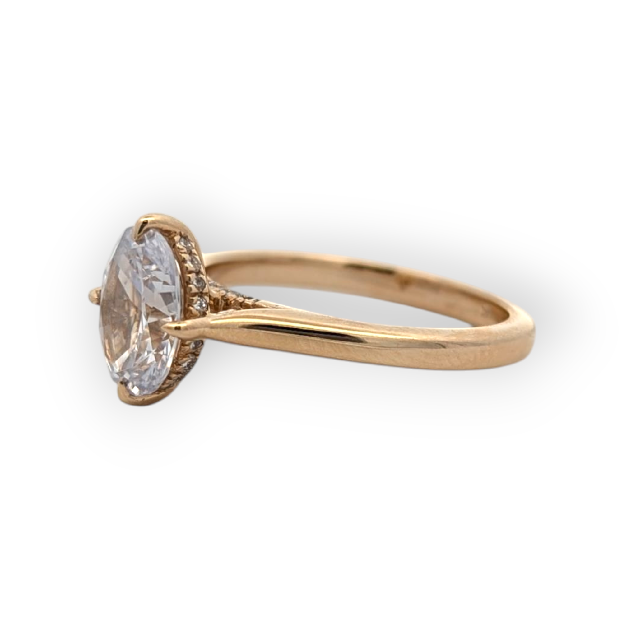 14K Gold Oval Solitaire with Hidden Halo [Made to Order]