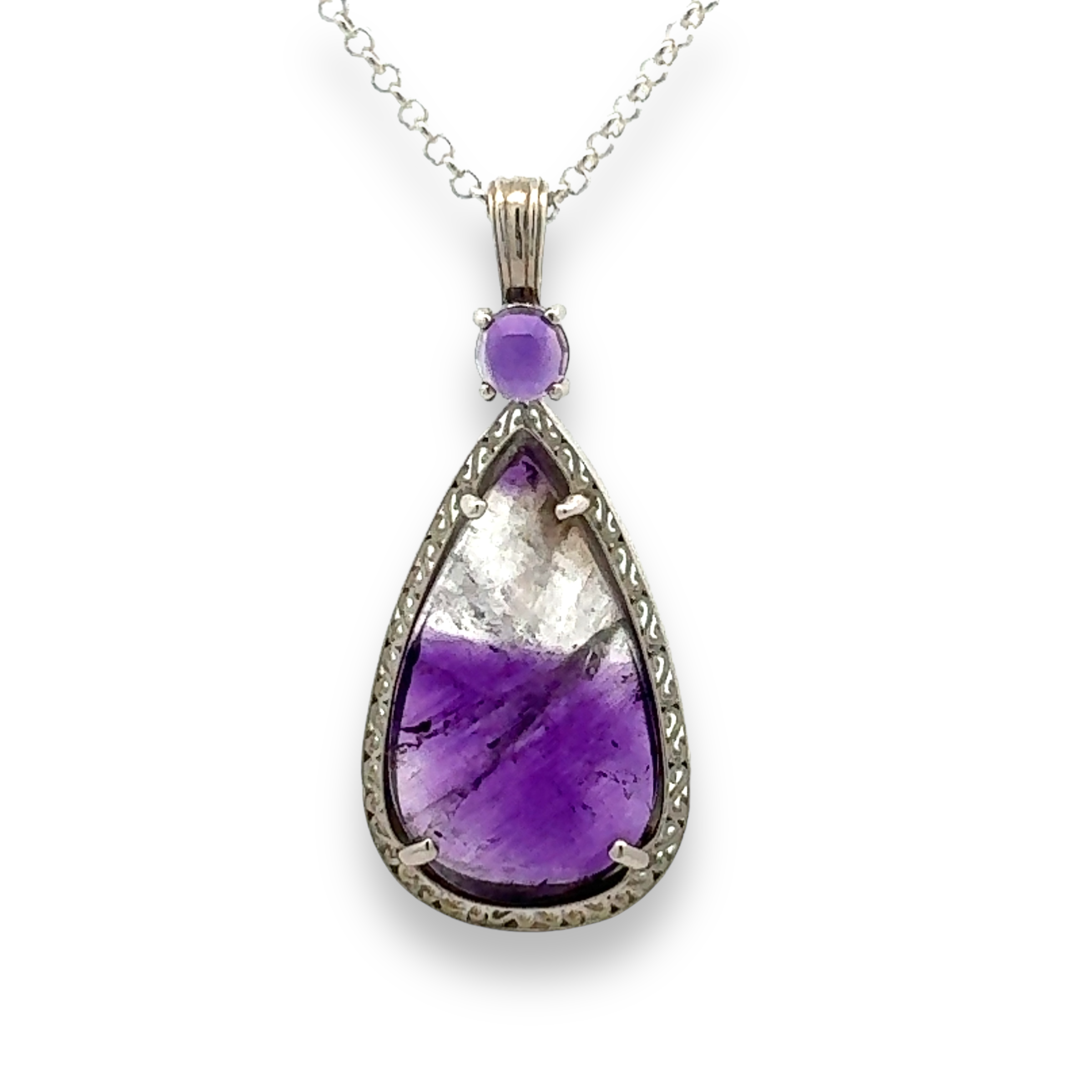 Torelli Sterling Silver Cacoxonite and Amethyst Pendant