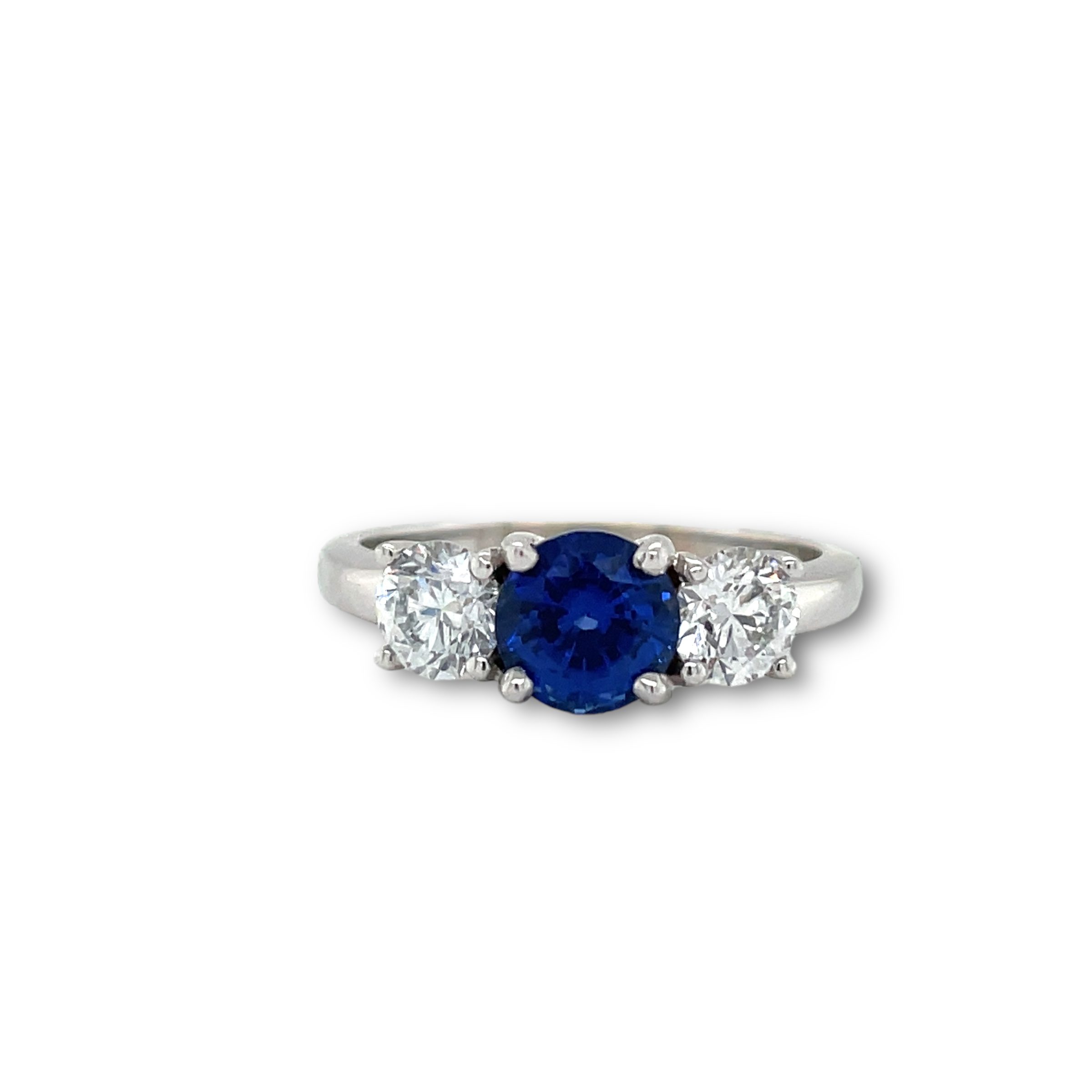 Lab Grown Sapphire & Lab Diamonds Ring in White Gold