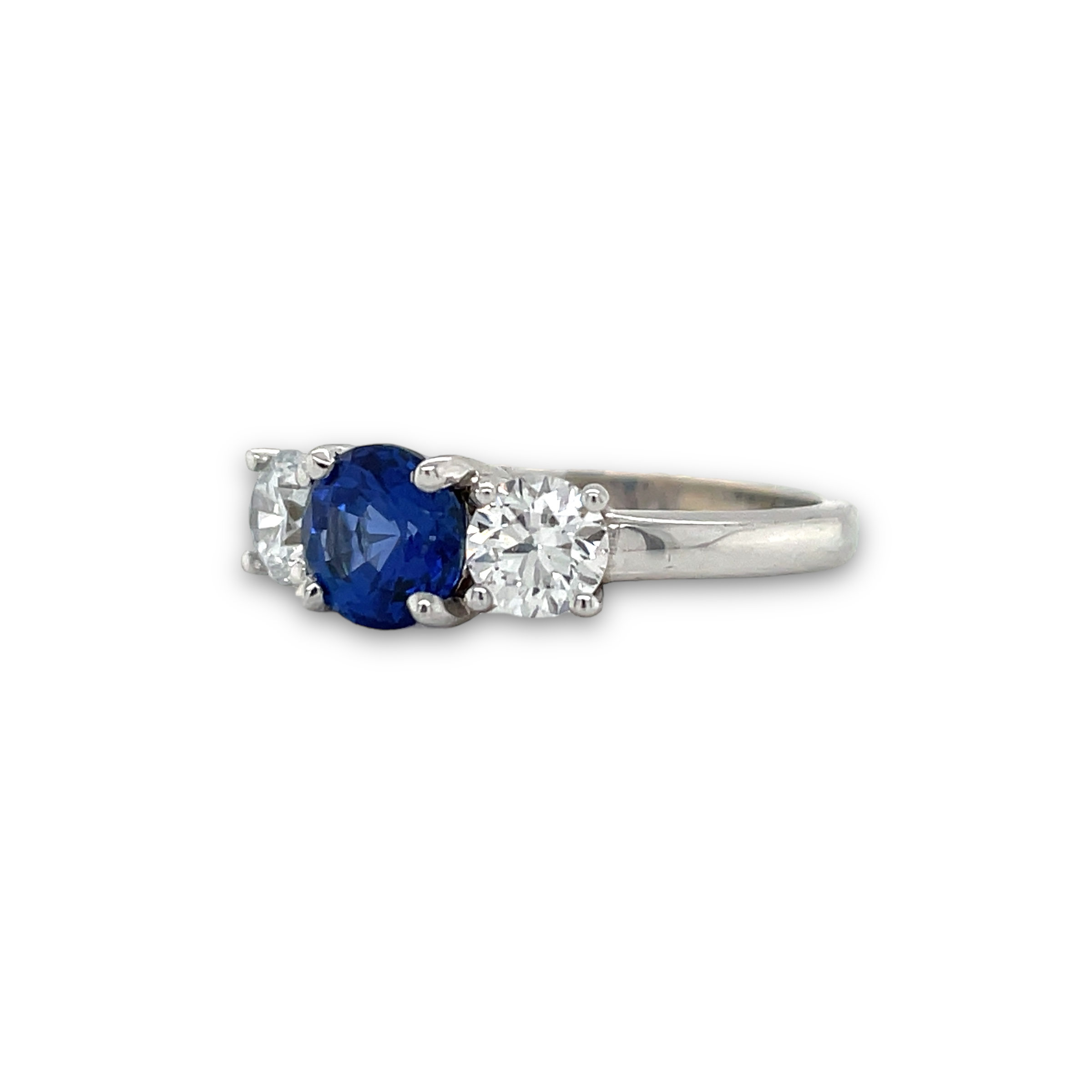 Lab Grown Sapphire & Lab Diamonds Ring in White Gold