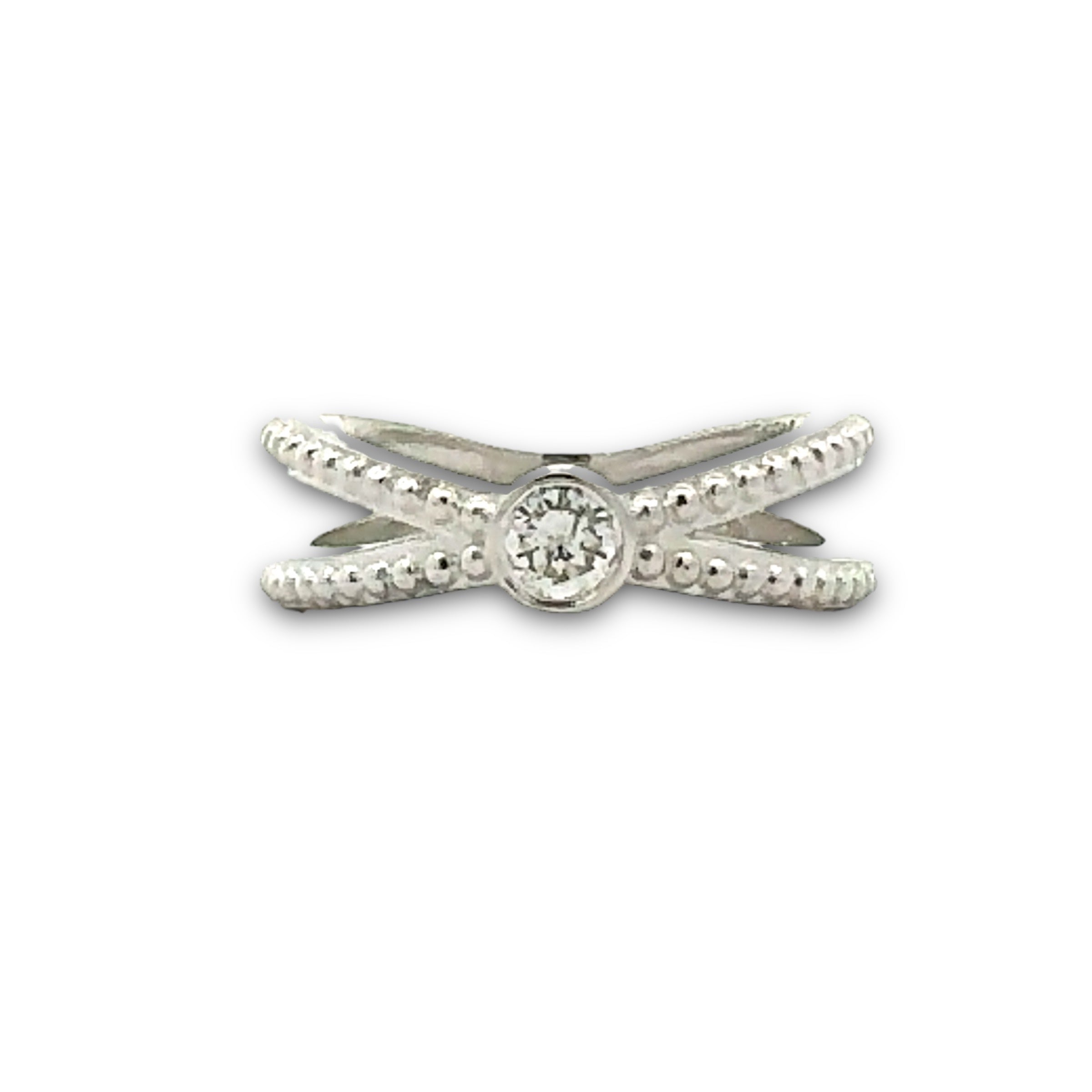 Criss-Cross Diamond Ring in Sterling Silver