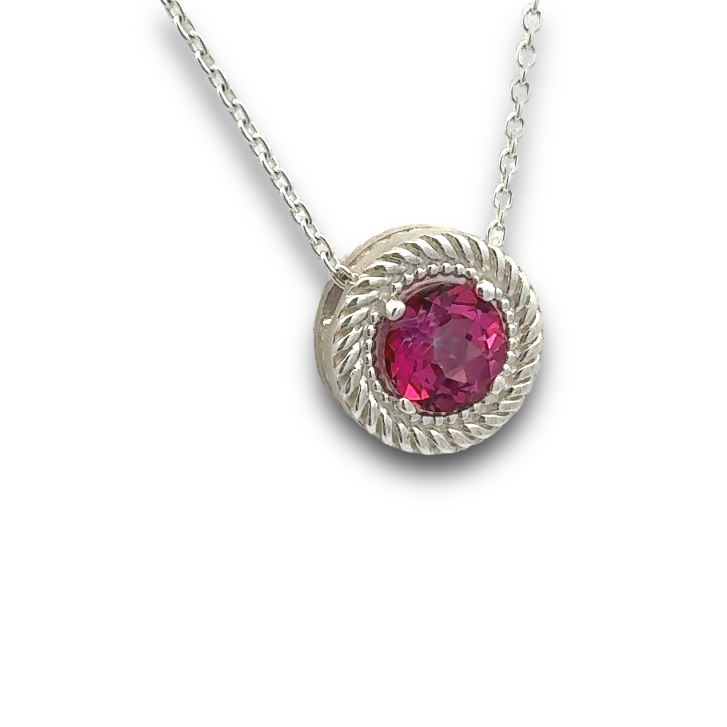 Celestina Pink Topaz Necklace in Sterling Silver