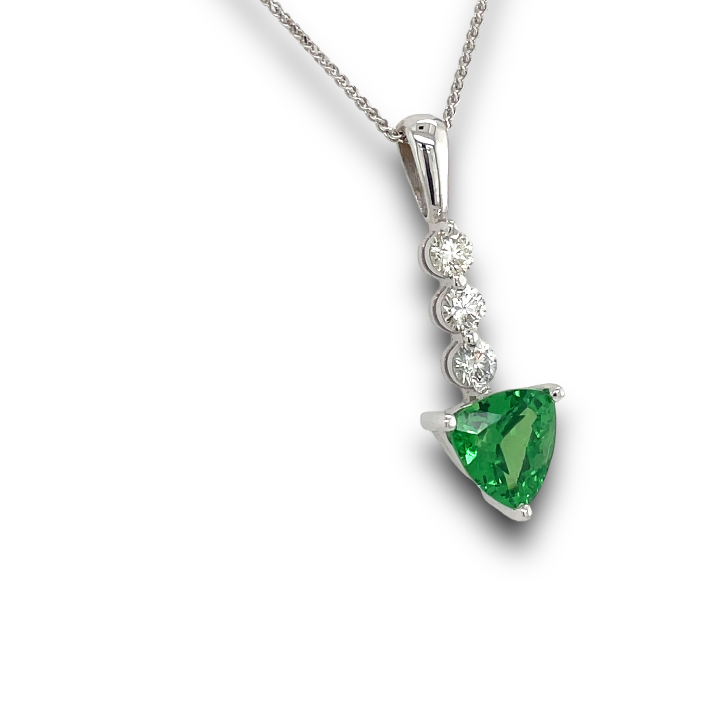 Tsavorite Garnet Necklace in 14k White Gold