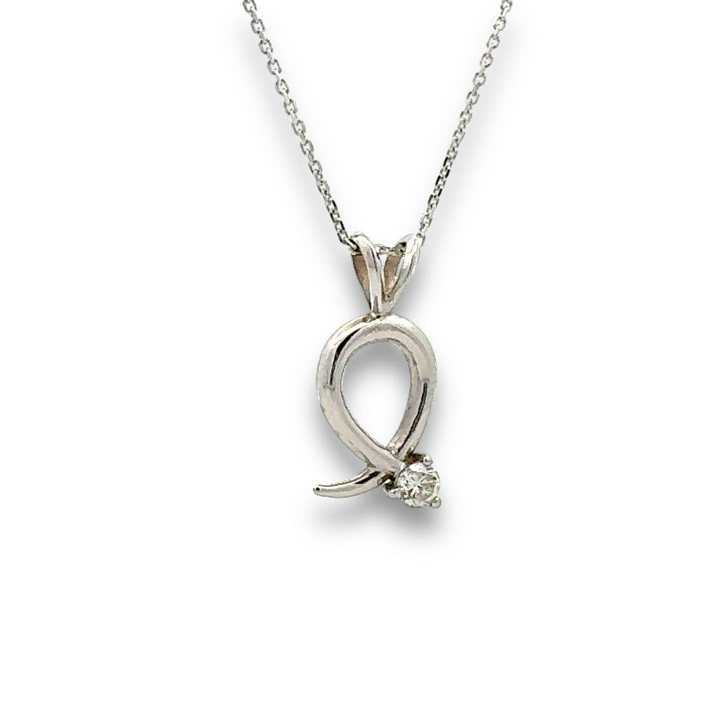 Swirl Diamond Necklace in White Gold