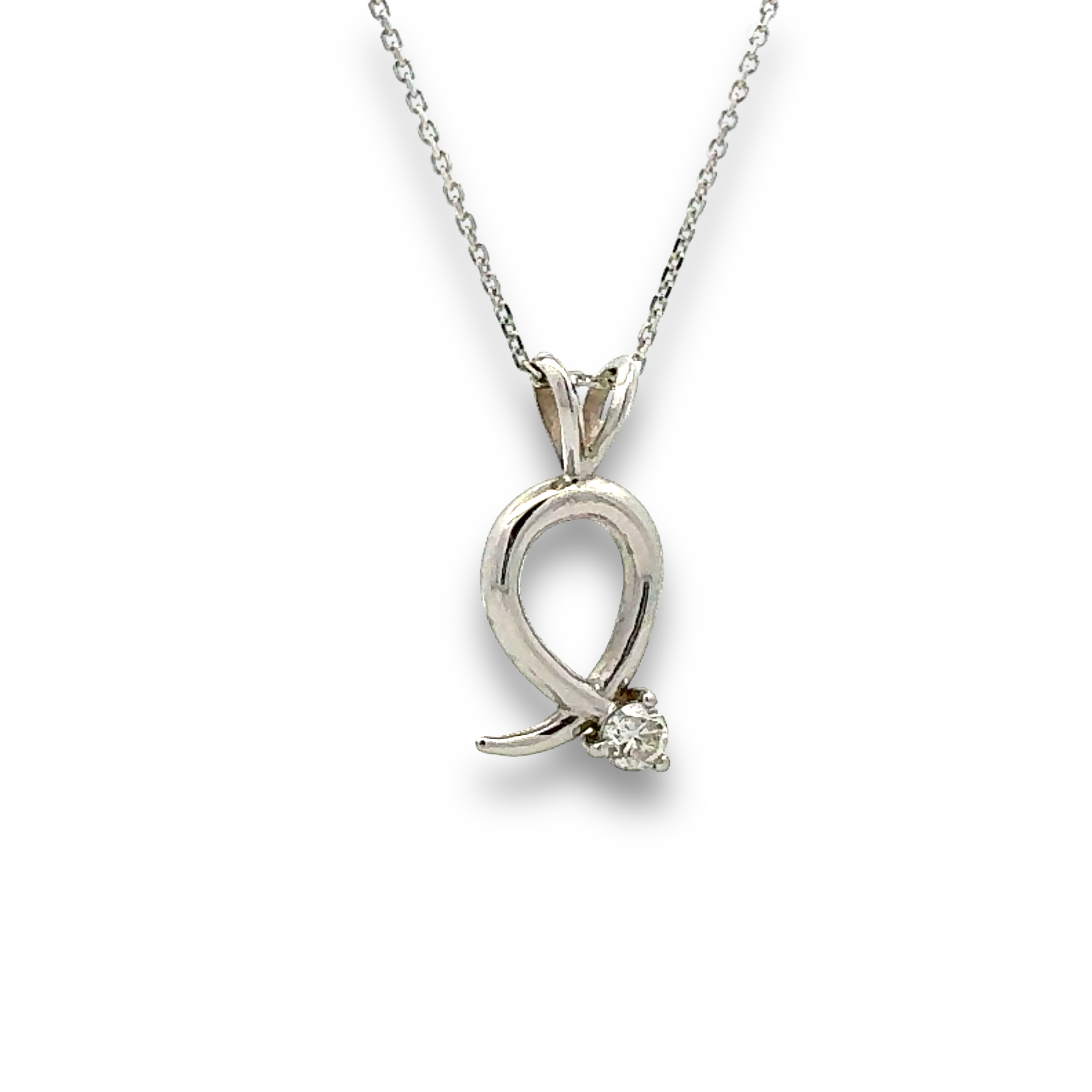 Swirl Diamond Necklace in White Gold