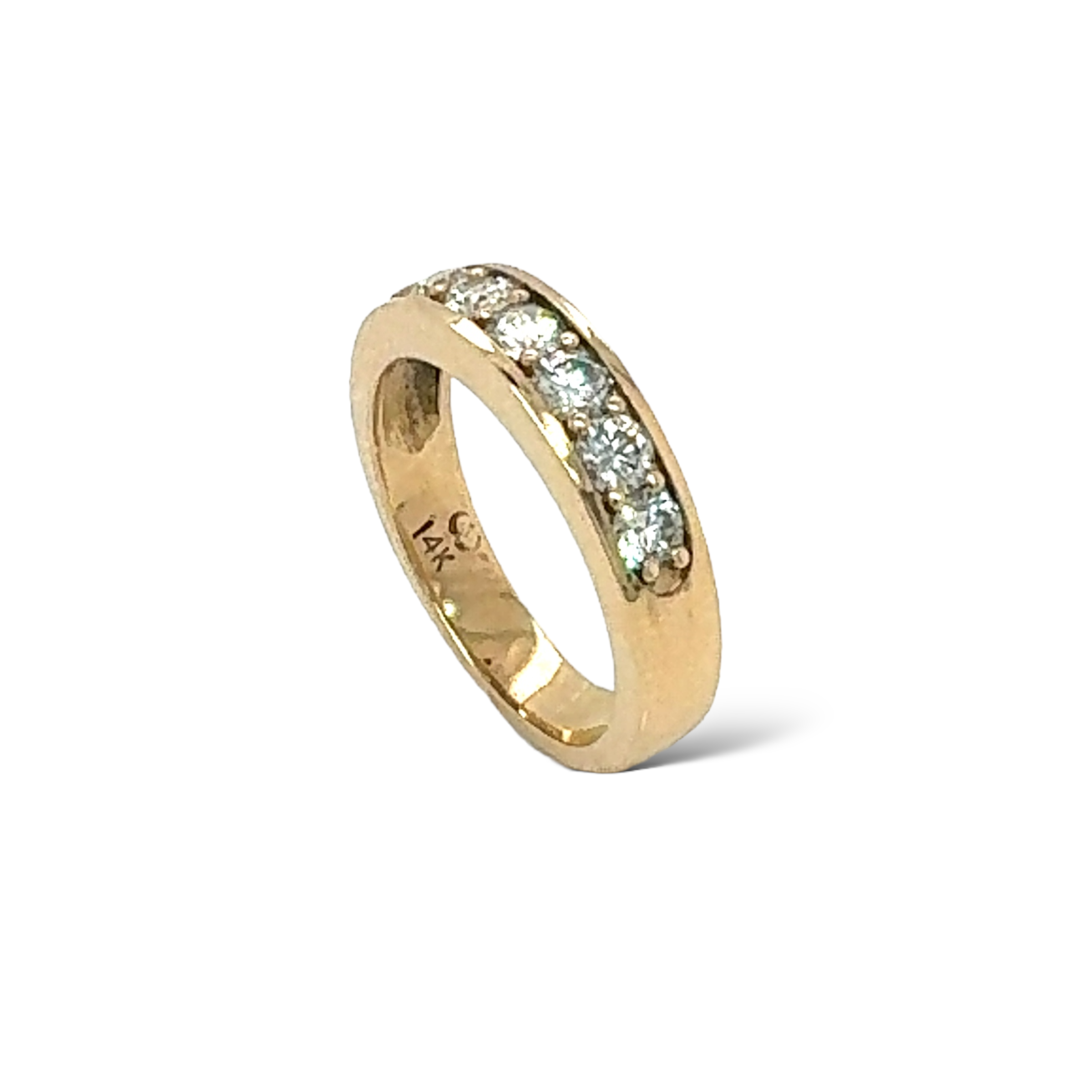 14k Yellow Gold Channel and Prong Set Wedding Band