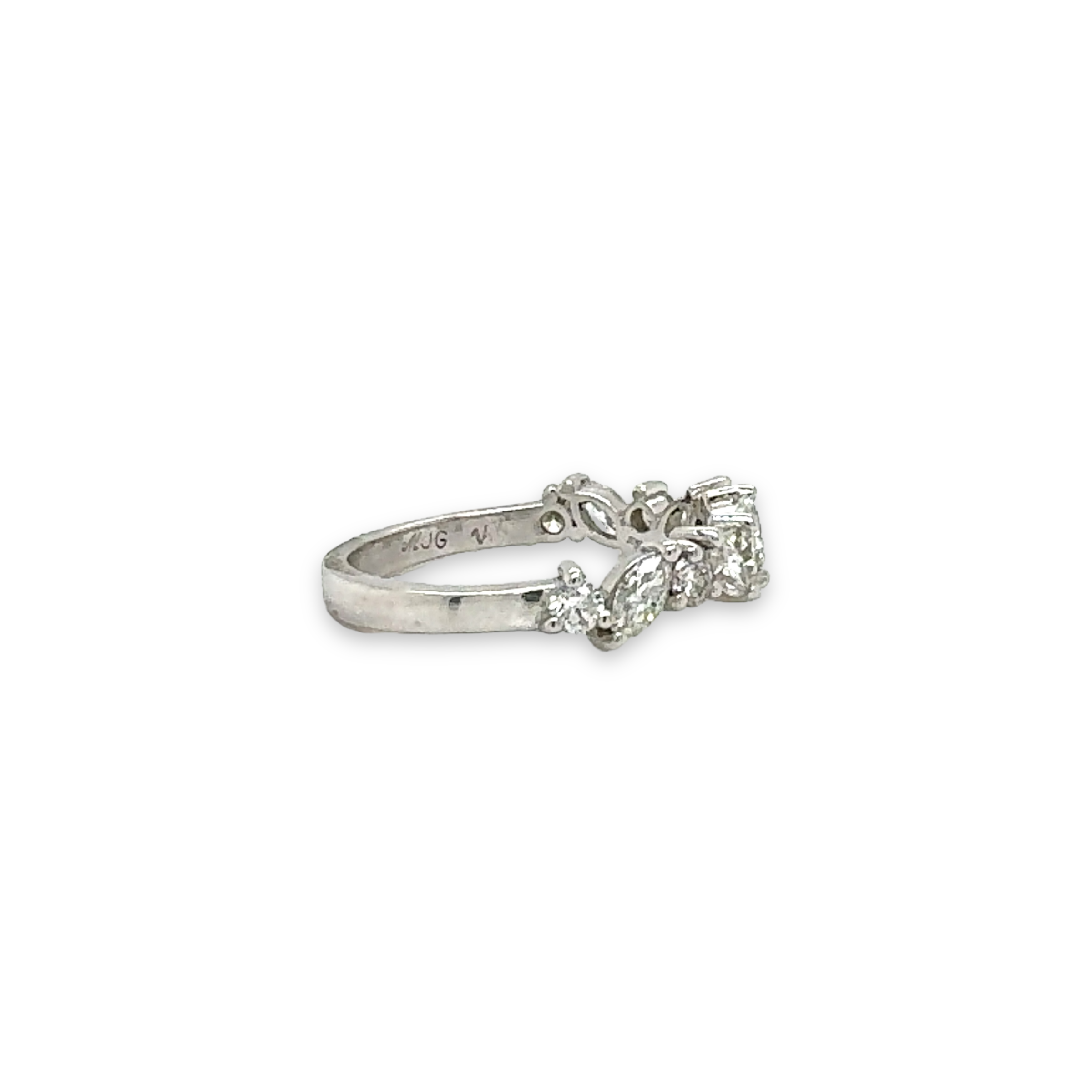Marquise and Round Diamond Ring in 14k White Gold
