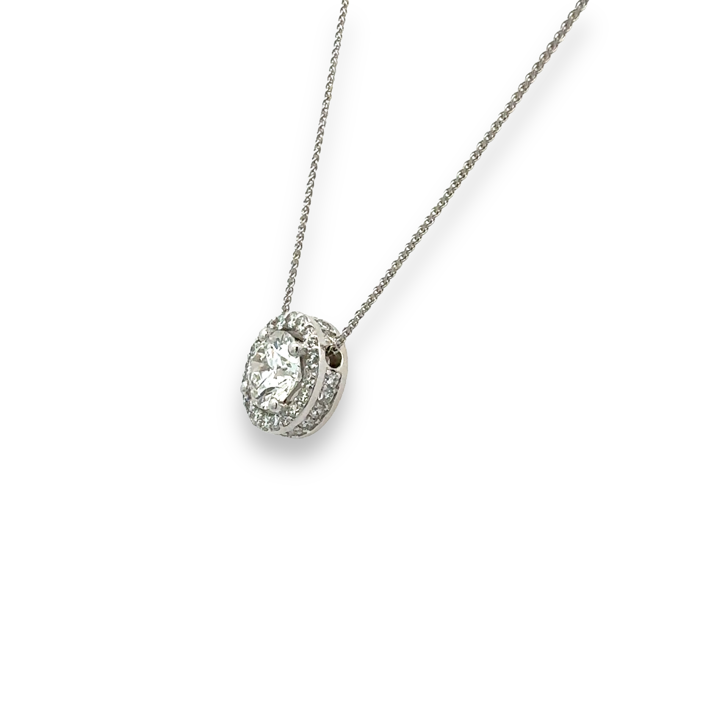 14k White Gold Lab Grown Diamond Double Halo Necklace