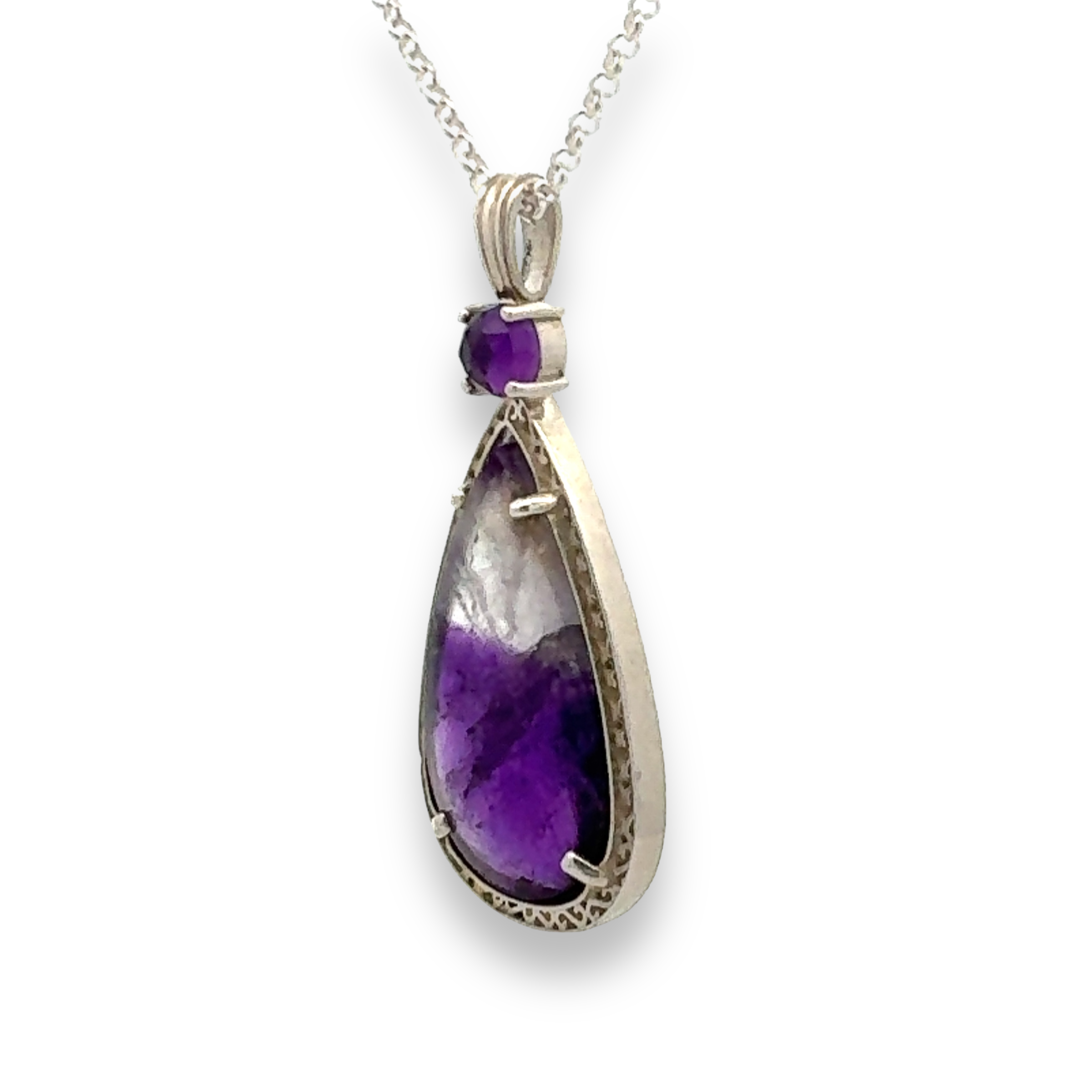 Torelli Sterling Silver Cacoxonite and Amethyst Pendant