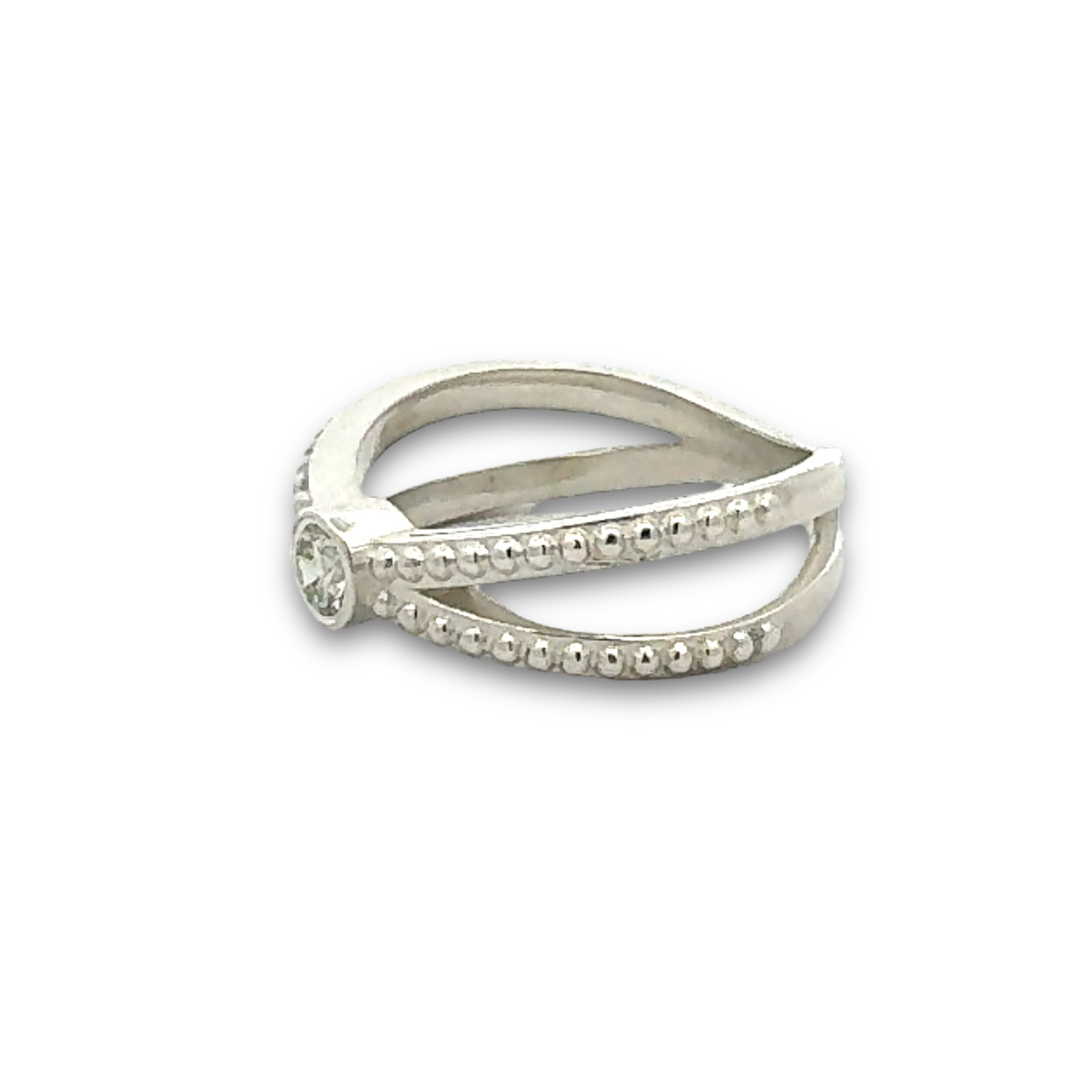 Criss-Cross Diamond Ring in Sterling Silver