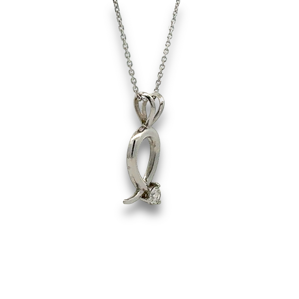 Swirl Diamond Necklace in White Gold