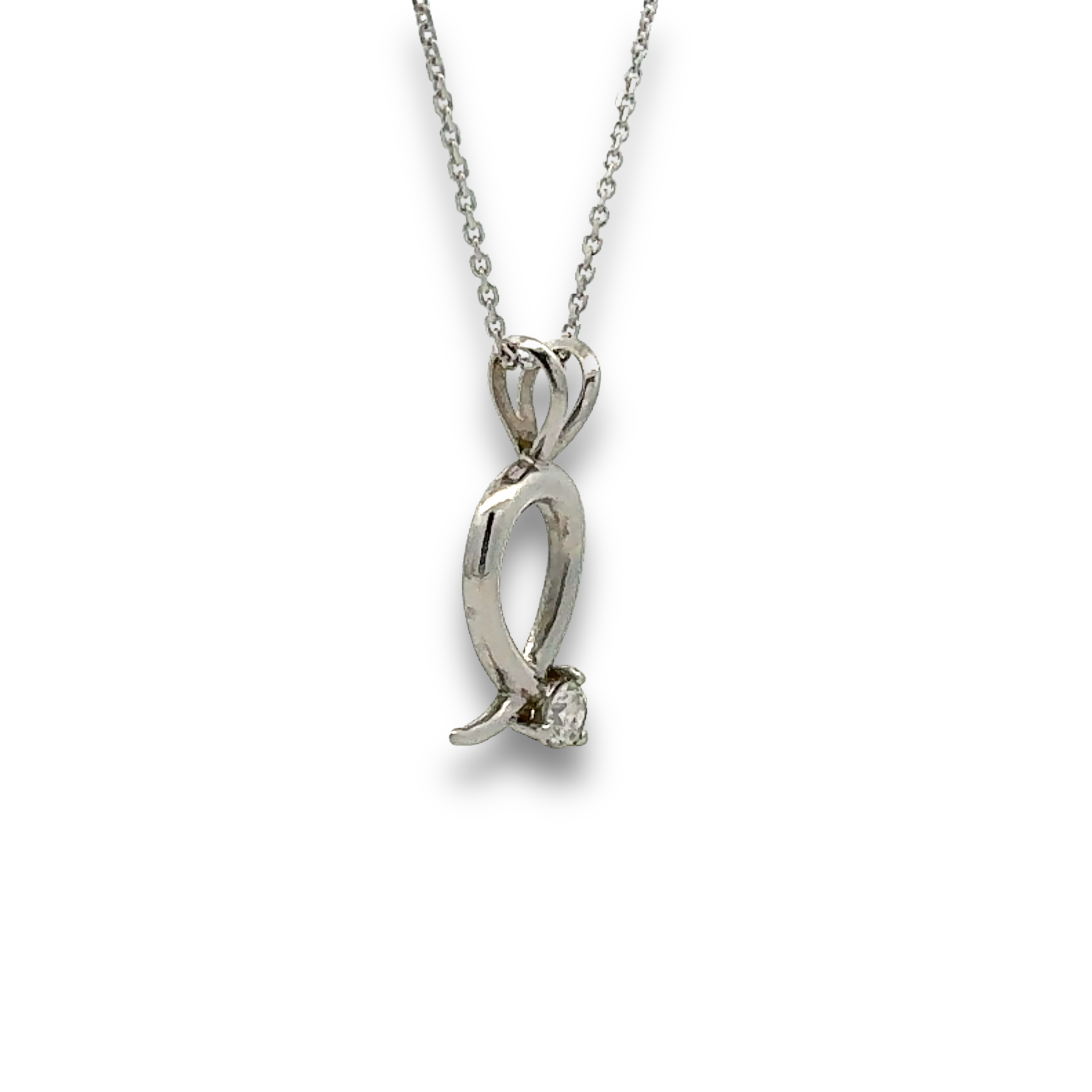 Swirl Diamond Necklace in White Gold