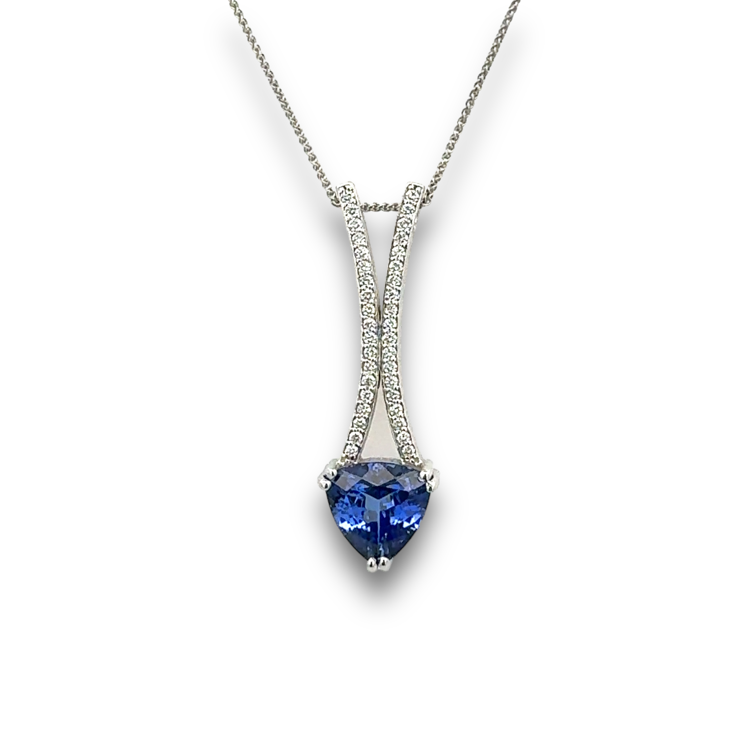 Tanzanite & Diamond Necklace in 14k White Gold