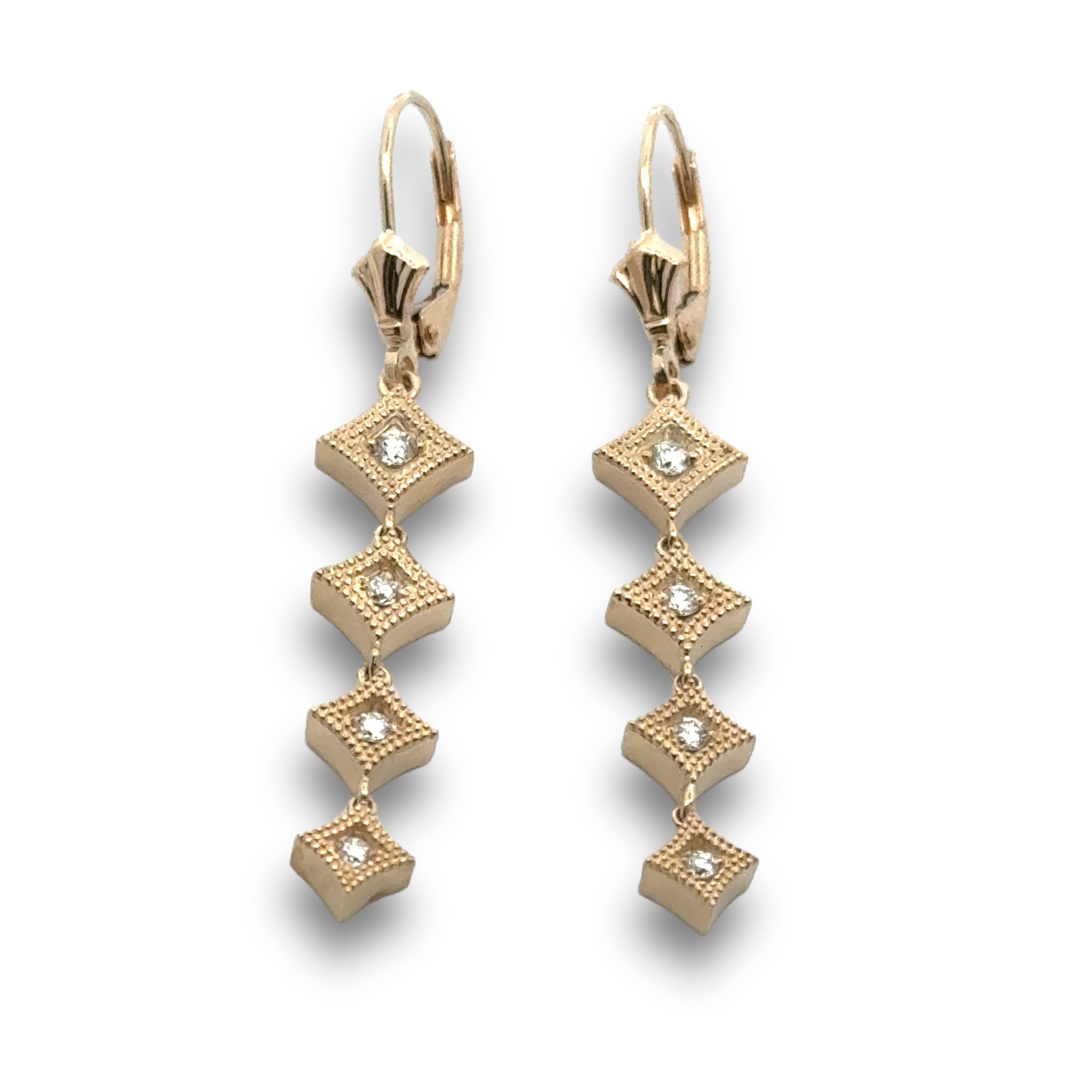 14k Yellow Gold Diamond Earrings
