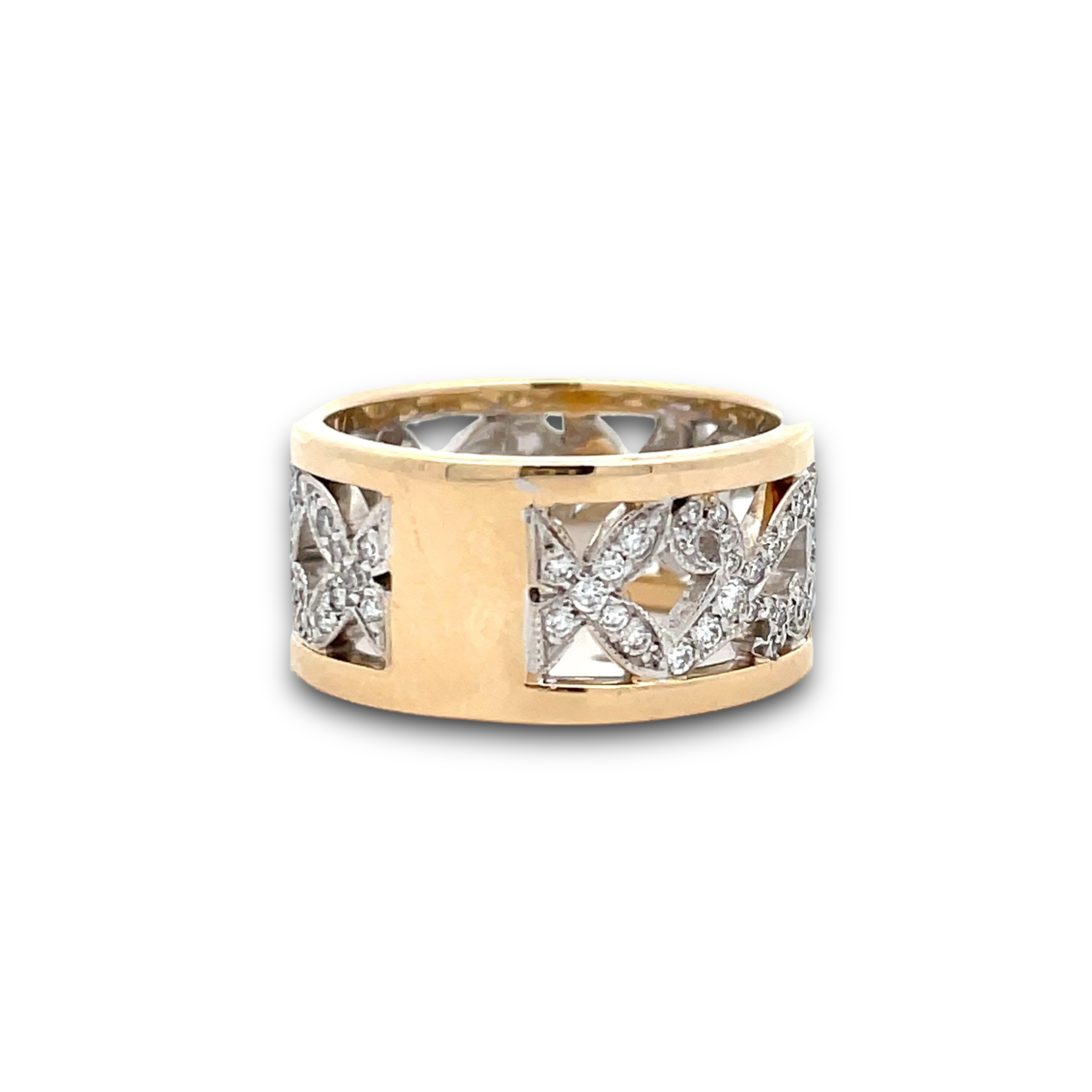 Fiorella Diamond Ring in Two-Tone White & Yellow Gold