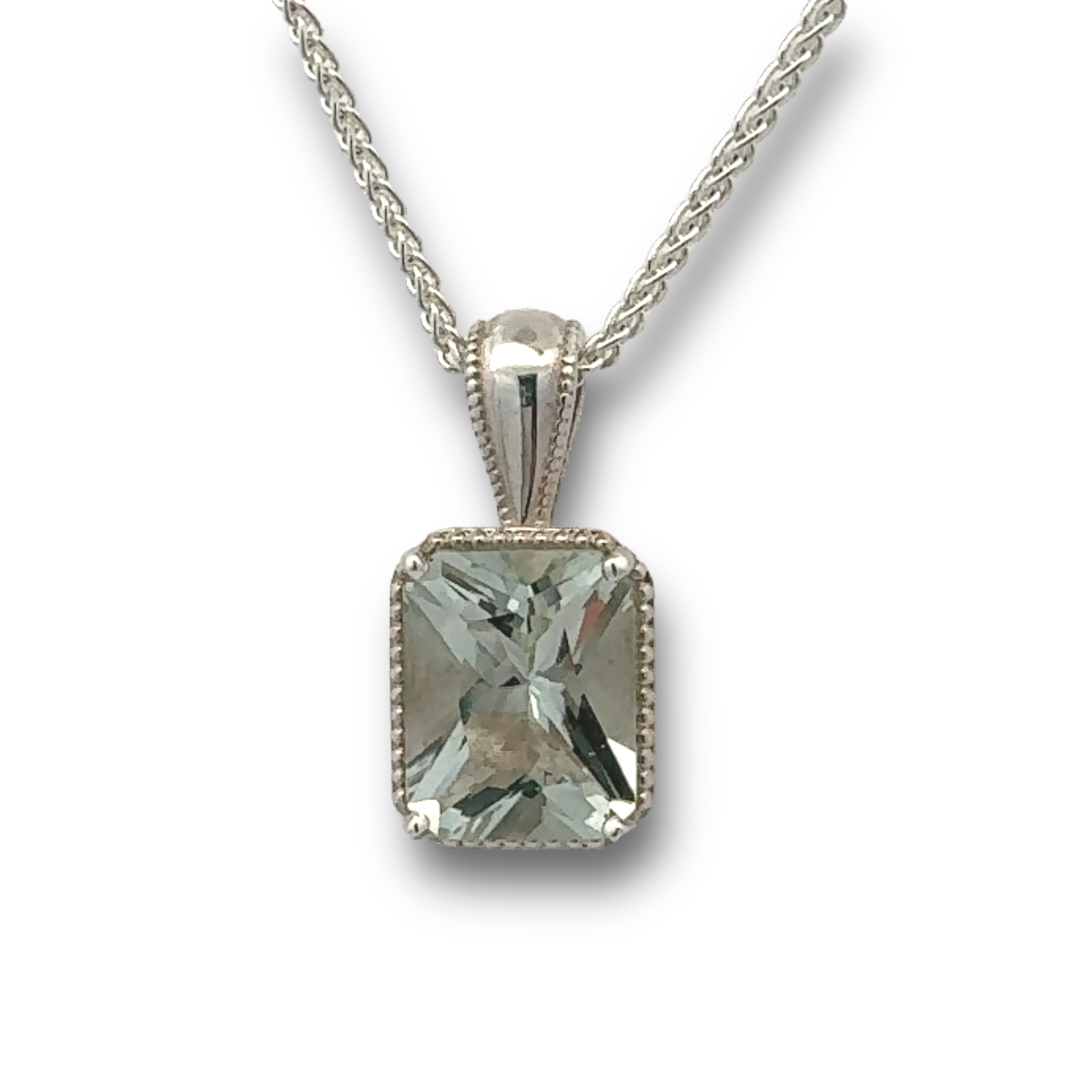 Prasiolite Necklace in Sterling Silver