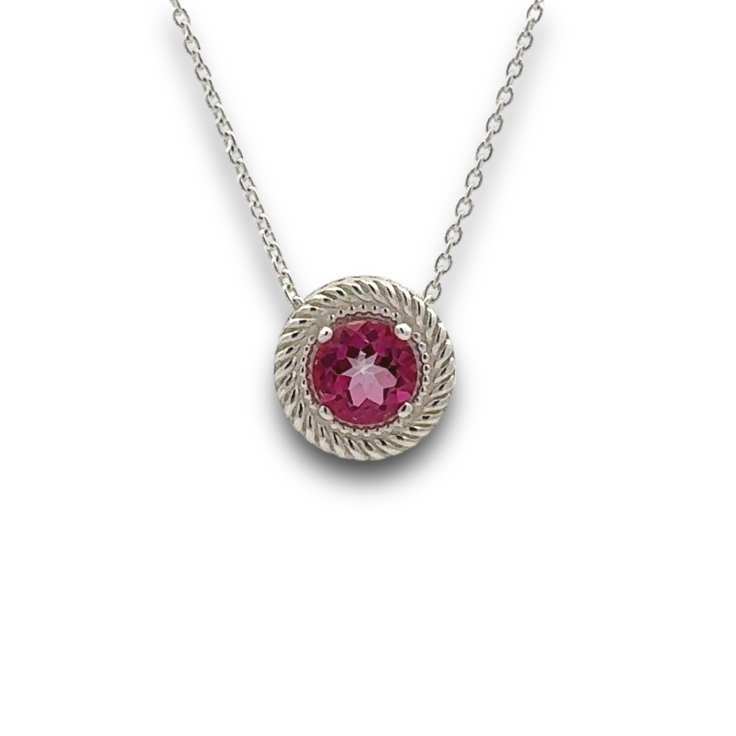 Celestina Pink Topaz Necklace in Sterling Silver