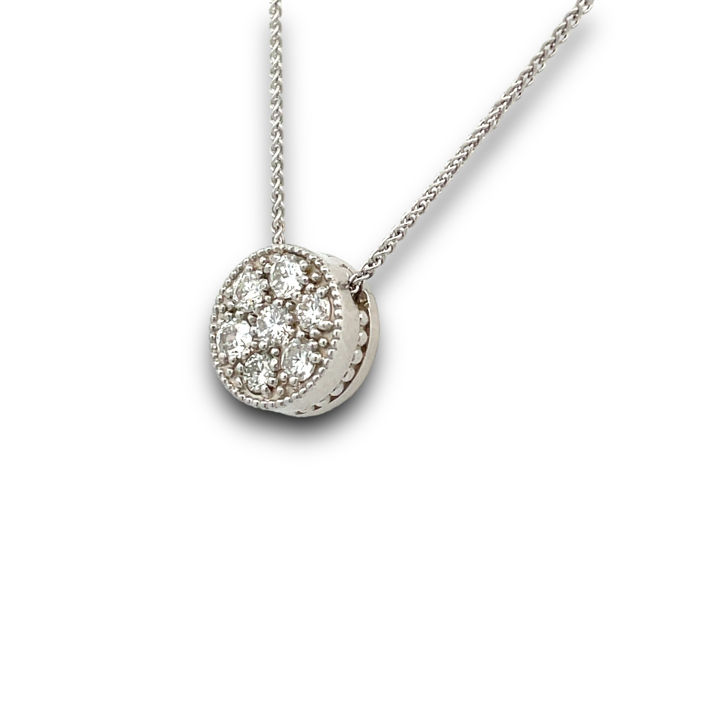 Fiorina Natural Diamond Cluster Necklace in 14k White Gold