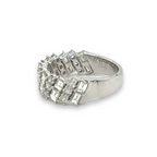 Round and Baguette Diamond Anniversary Ring in 14k White Gold