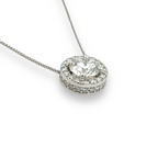 14k White Gold Lab Grown Diamond Double Halo Necklace