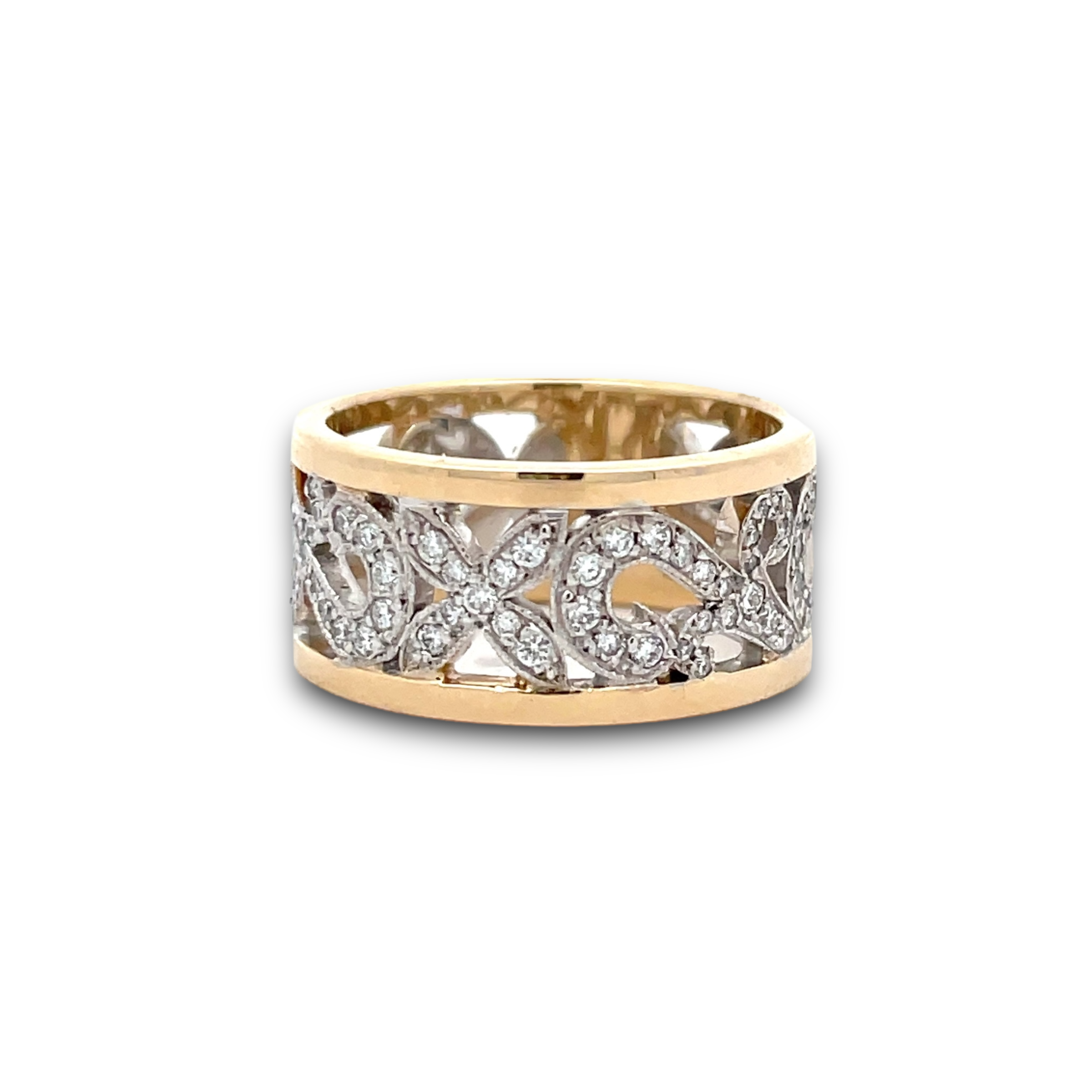 Fiorella Diamond Ring in Two-Tone White & Yellow Gold