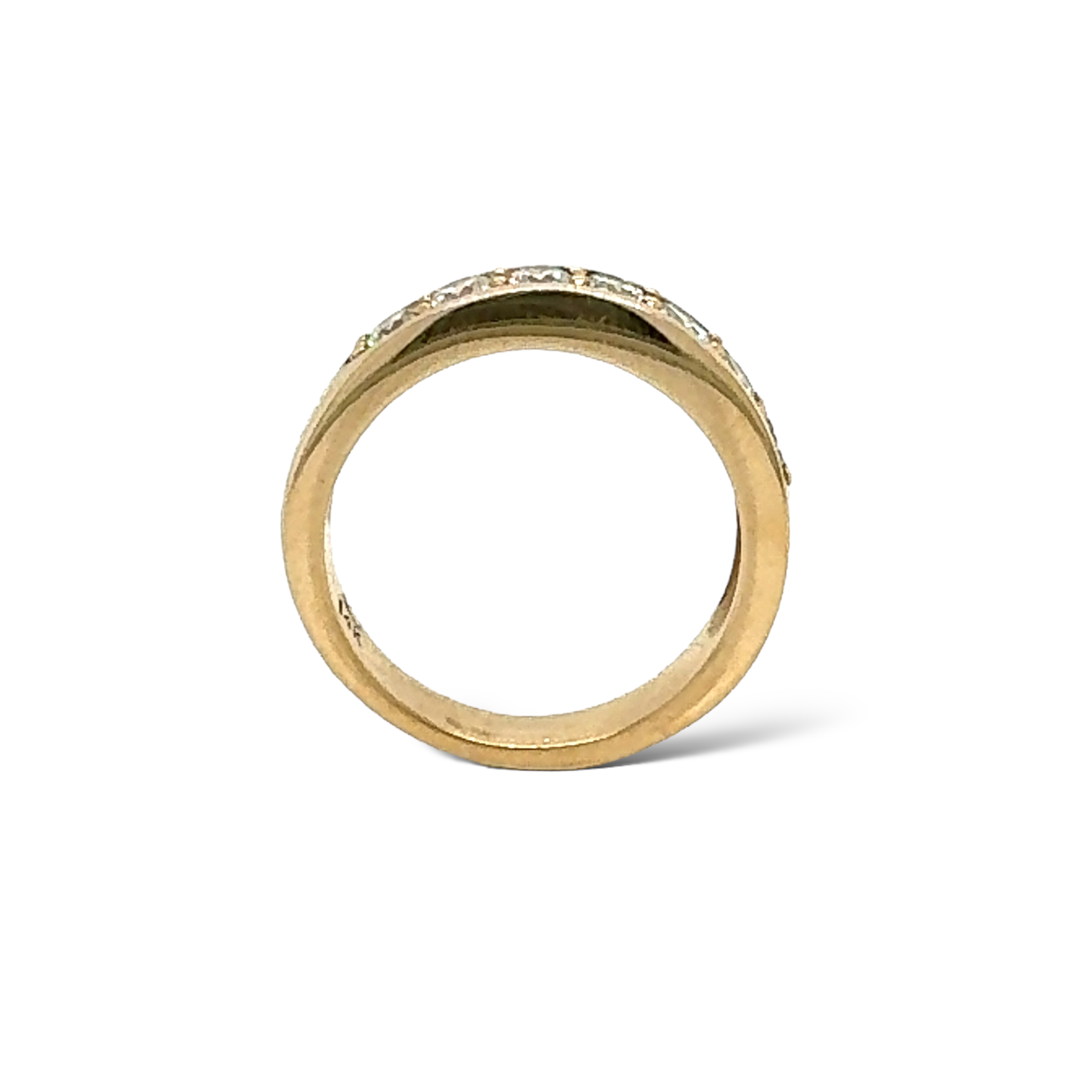 14k Yellow Gold Channel and Prong Set Wedding Band