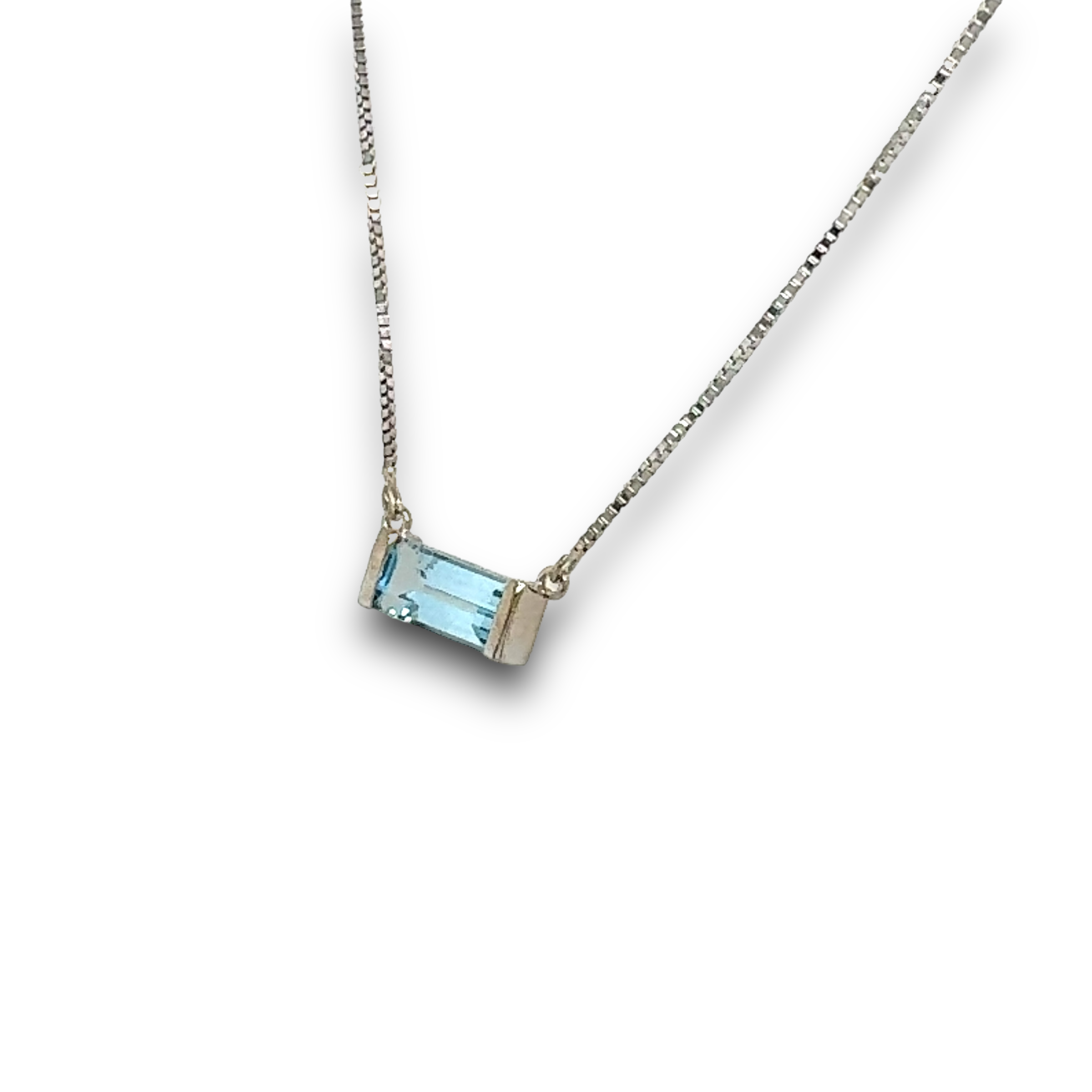 Blue Topaz Necklace in 14k White Gold