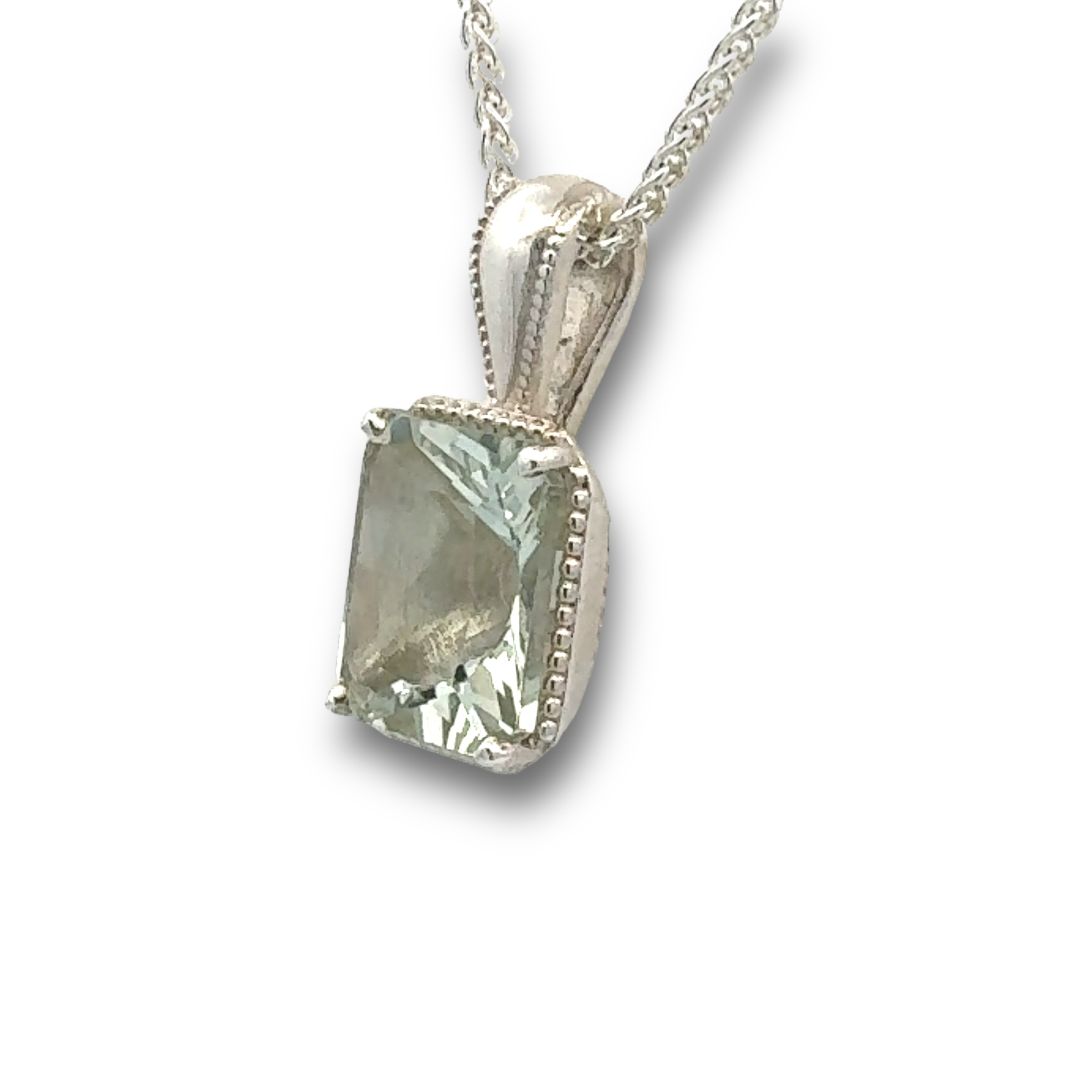 Prasiolite Necklace in Sterling Silver