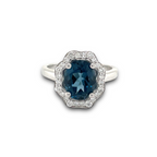 Adrianna Ring 14k White Gold London Blue Topaz with Diamonds