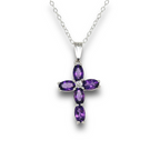 Amethyst & Diamond Cross in Sterling Silver