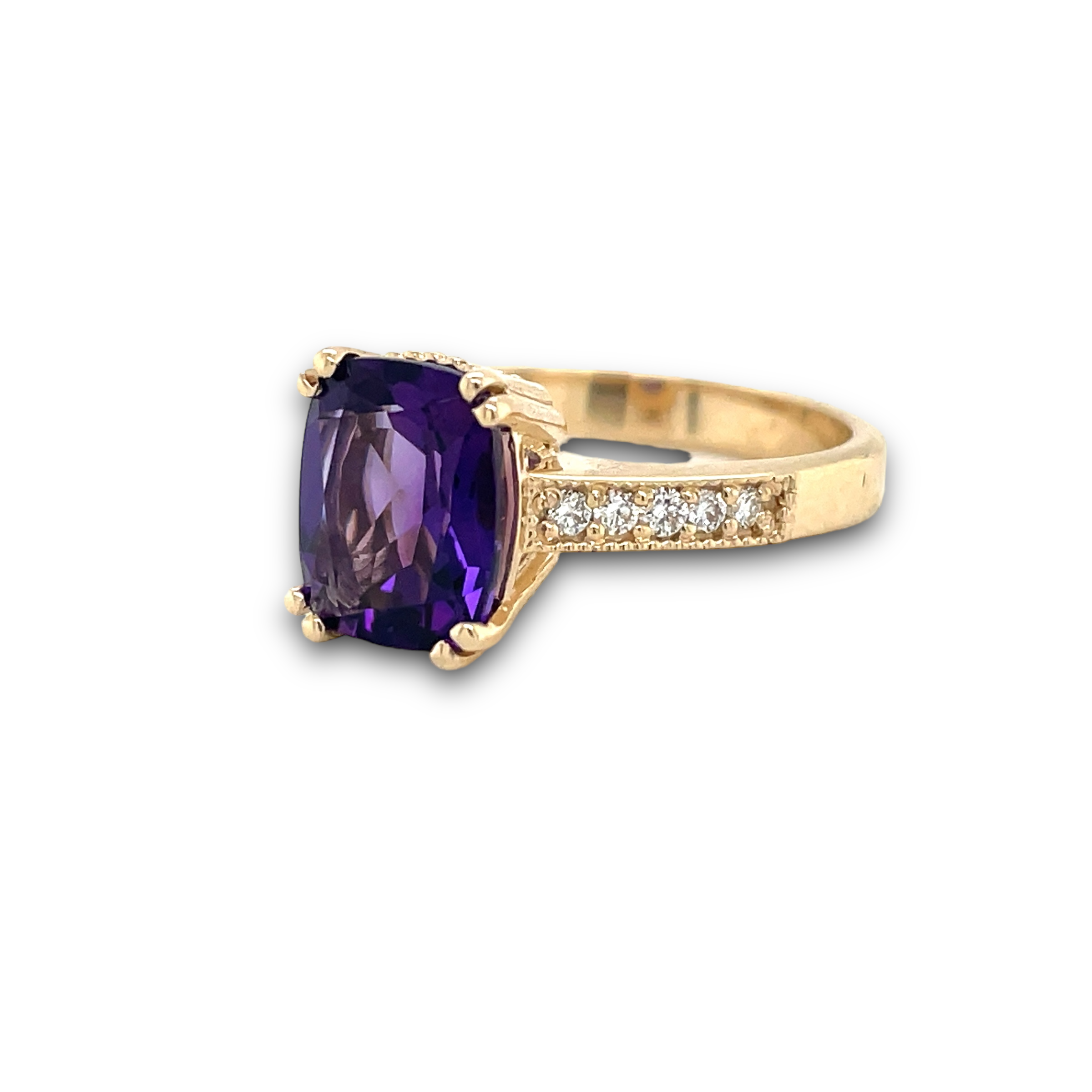 Soraya Amethyst & Diamond Ring in Yellow Gold