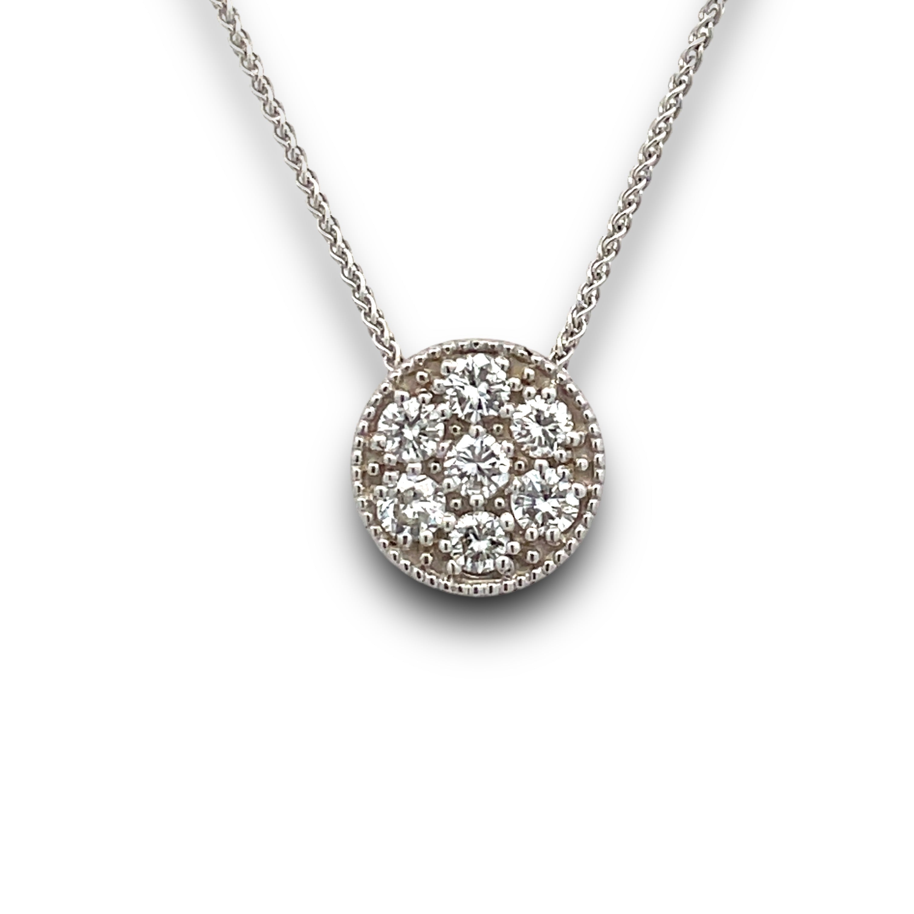 Fiorina Natural Diamond Cluster Necklace in 14k White Gold