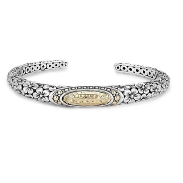 Silver and 18K Yellow Gold Bangle