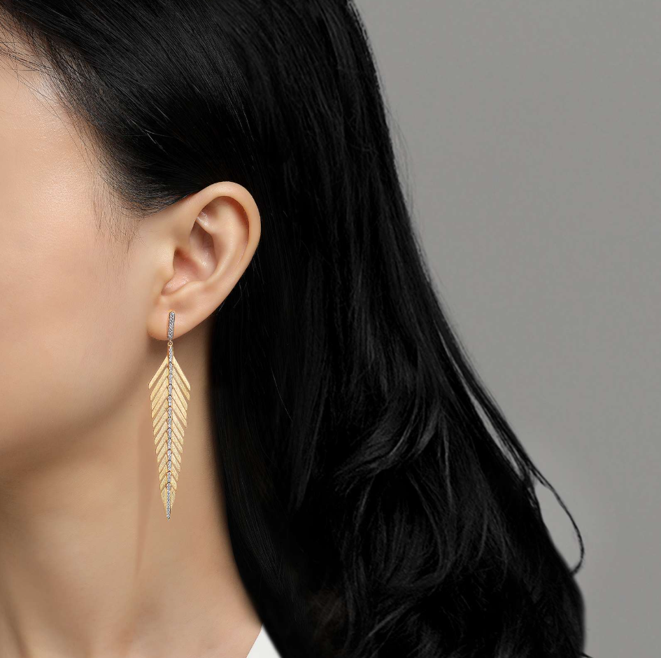 Sterling Silver and Gold Plate Feather Earrings