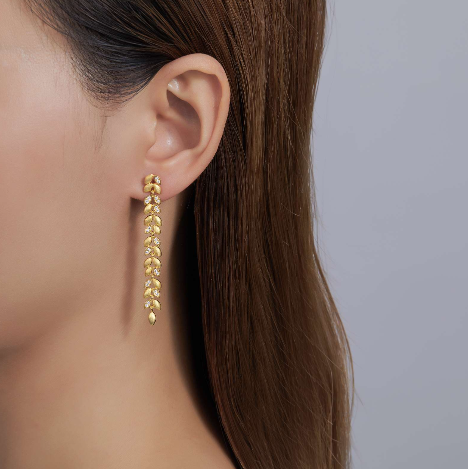 Sterling Silver and Gold Plate Leaf Dangle Earrings