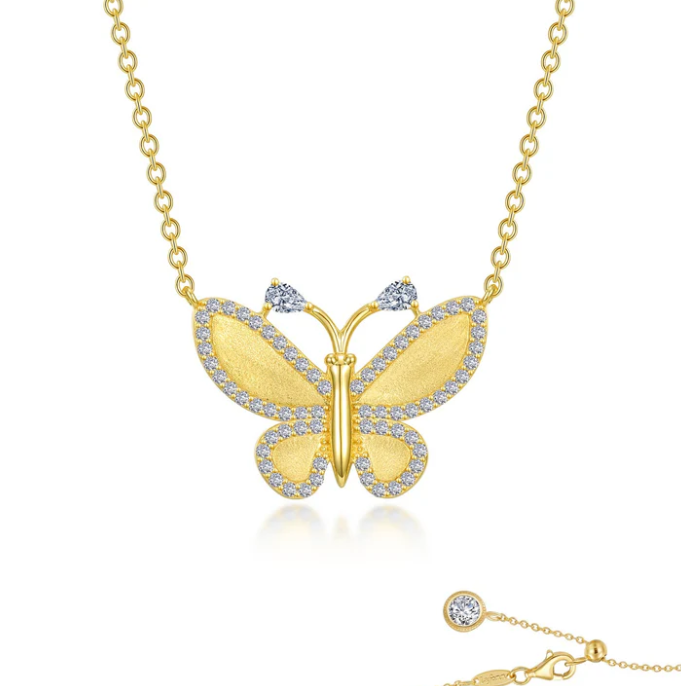 Gold-Toned Sterling Silver Butterfly Necklace