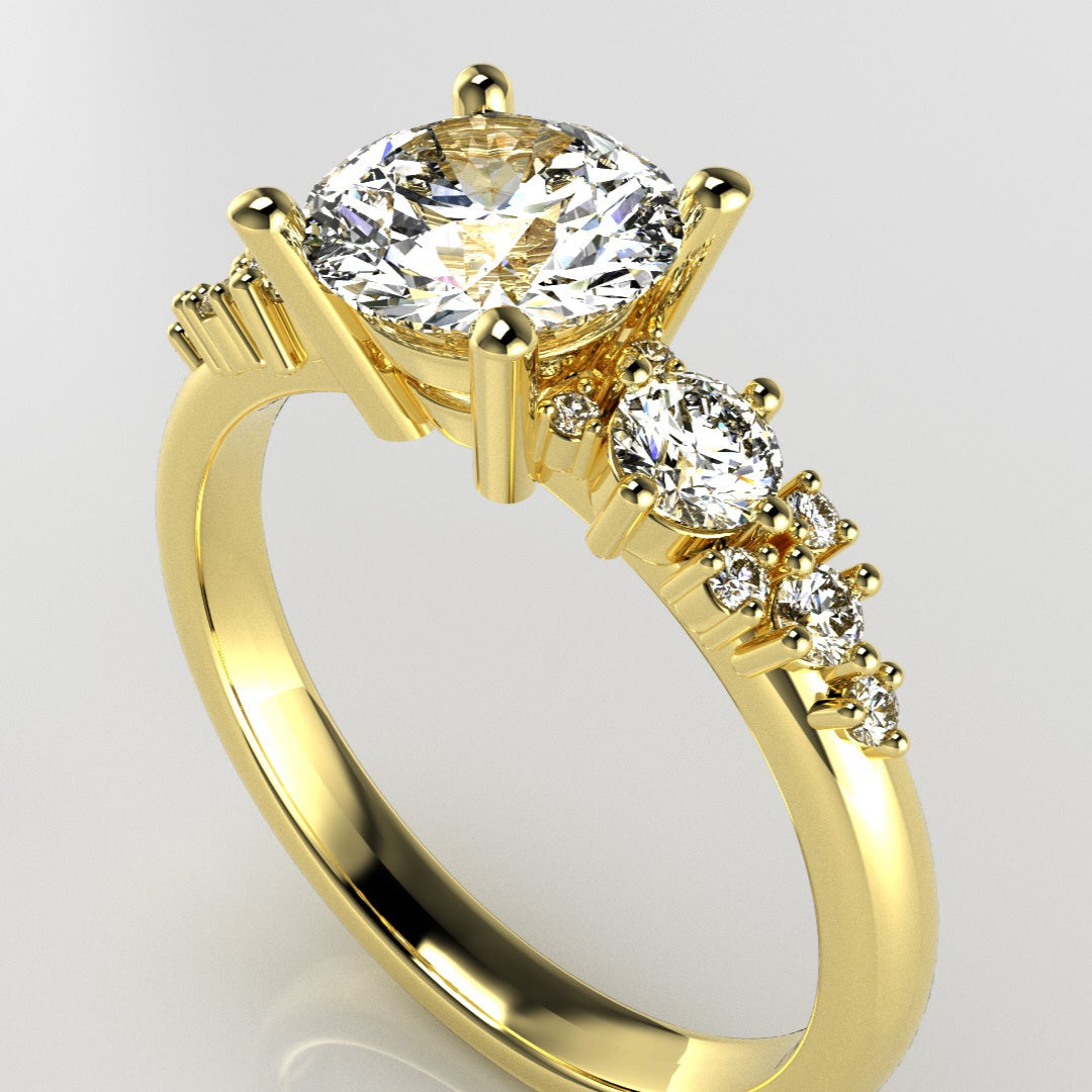 Starlight Cluster Accent Engagement Ring [Made to Order]