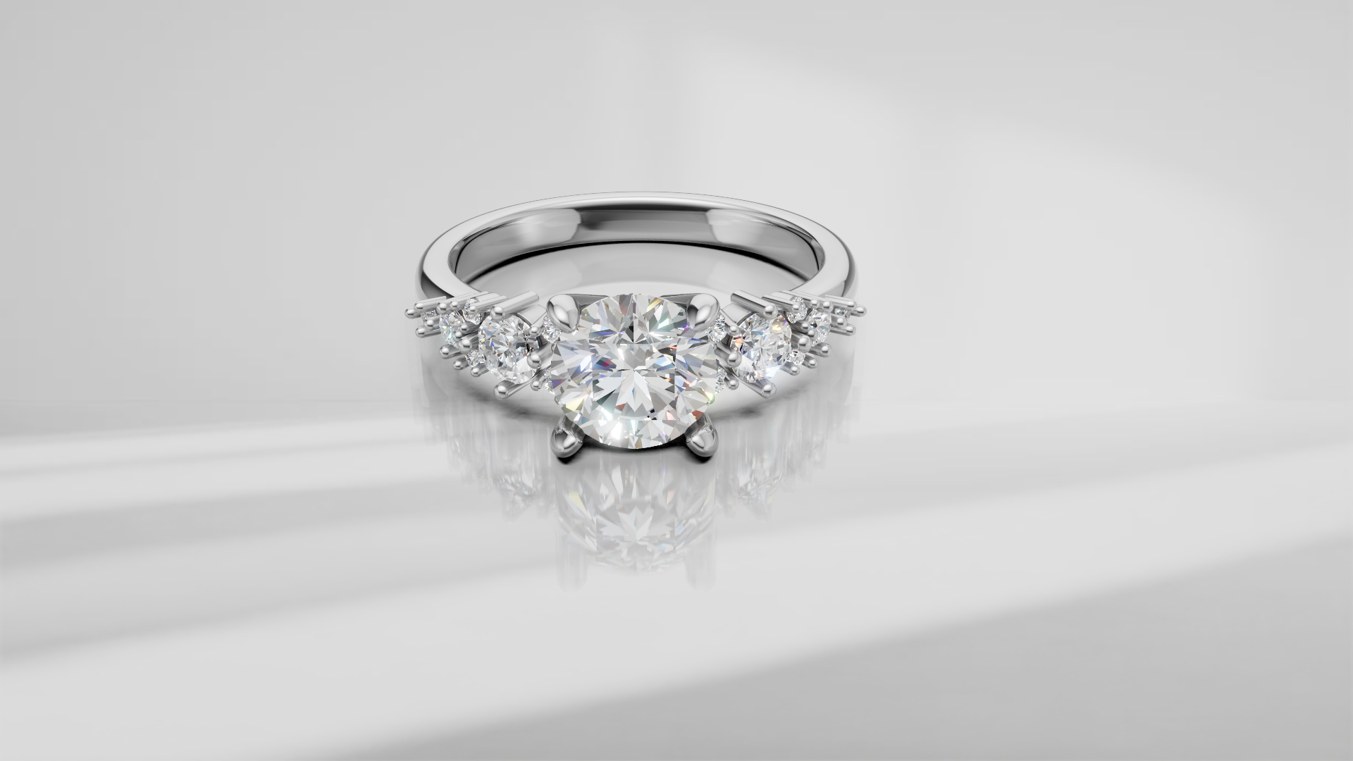 Starlight Cluster Accent Engagement Ring [Made to Order]
