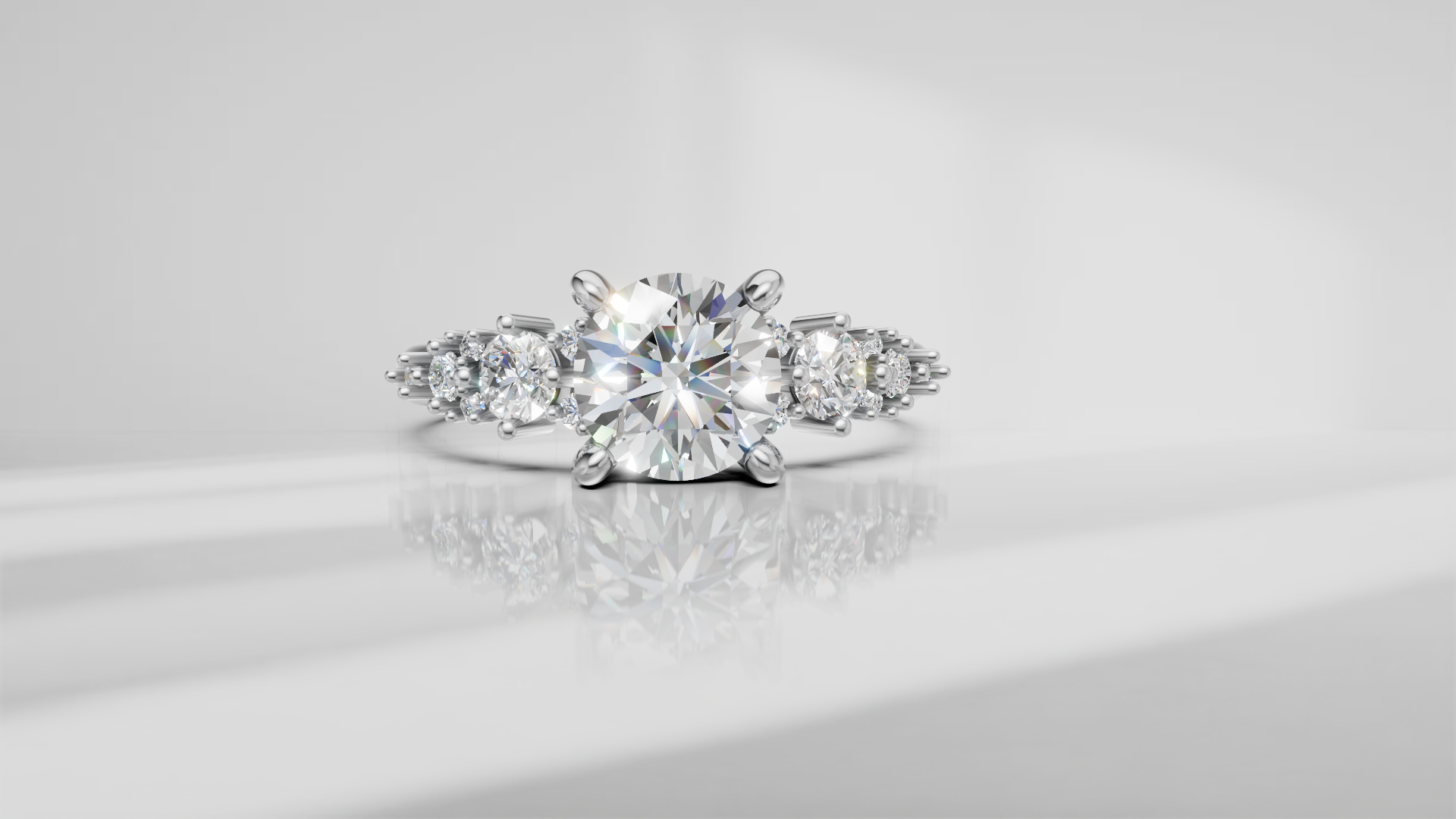 Starlight Cluster Accent Engagement Ring [Made to Order]