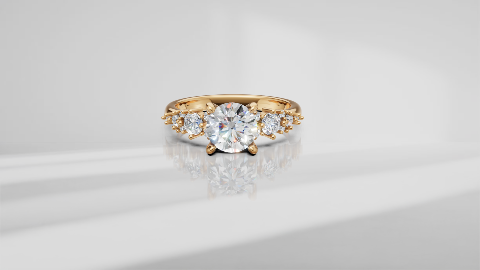 Starlight Cluster Accent Engagement Ring [Made to Order]