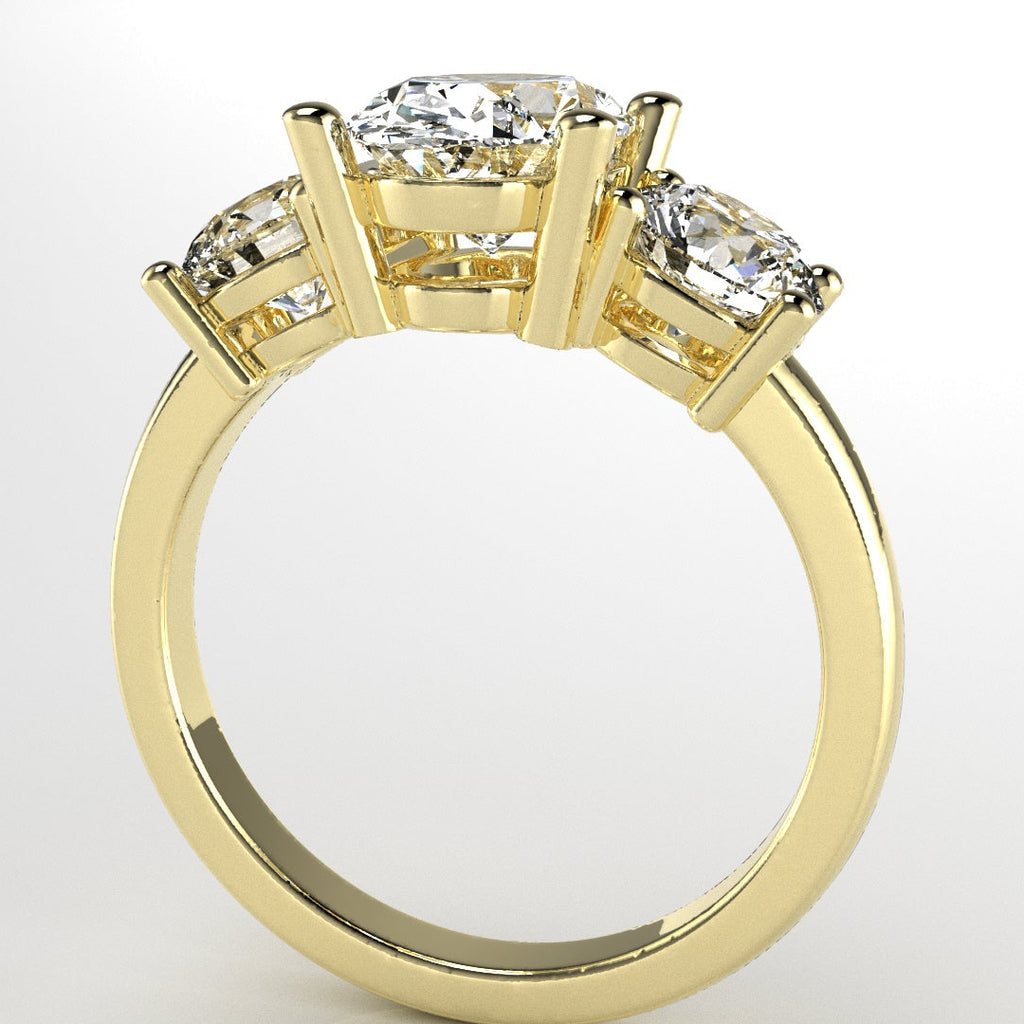 Three Stone Ring in 14K Yellow Gold [Made to Order]