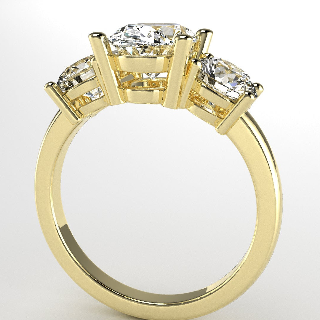 Three Stone Ring in 14K Yellow Gold [Made to Order]