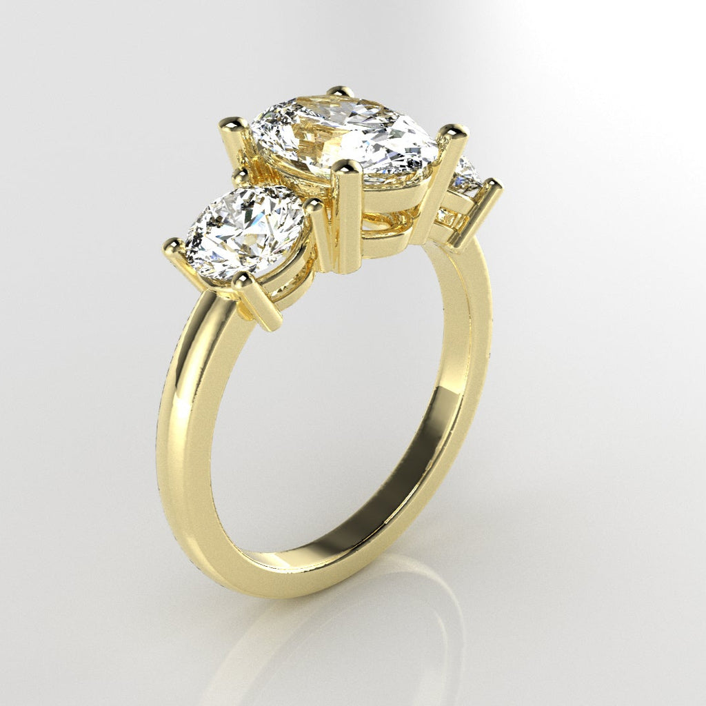 Three Stone Ring in 14K Yellow Gold [Made to Order]